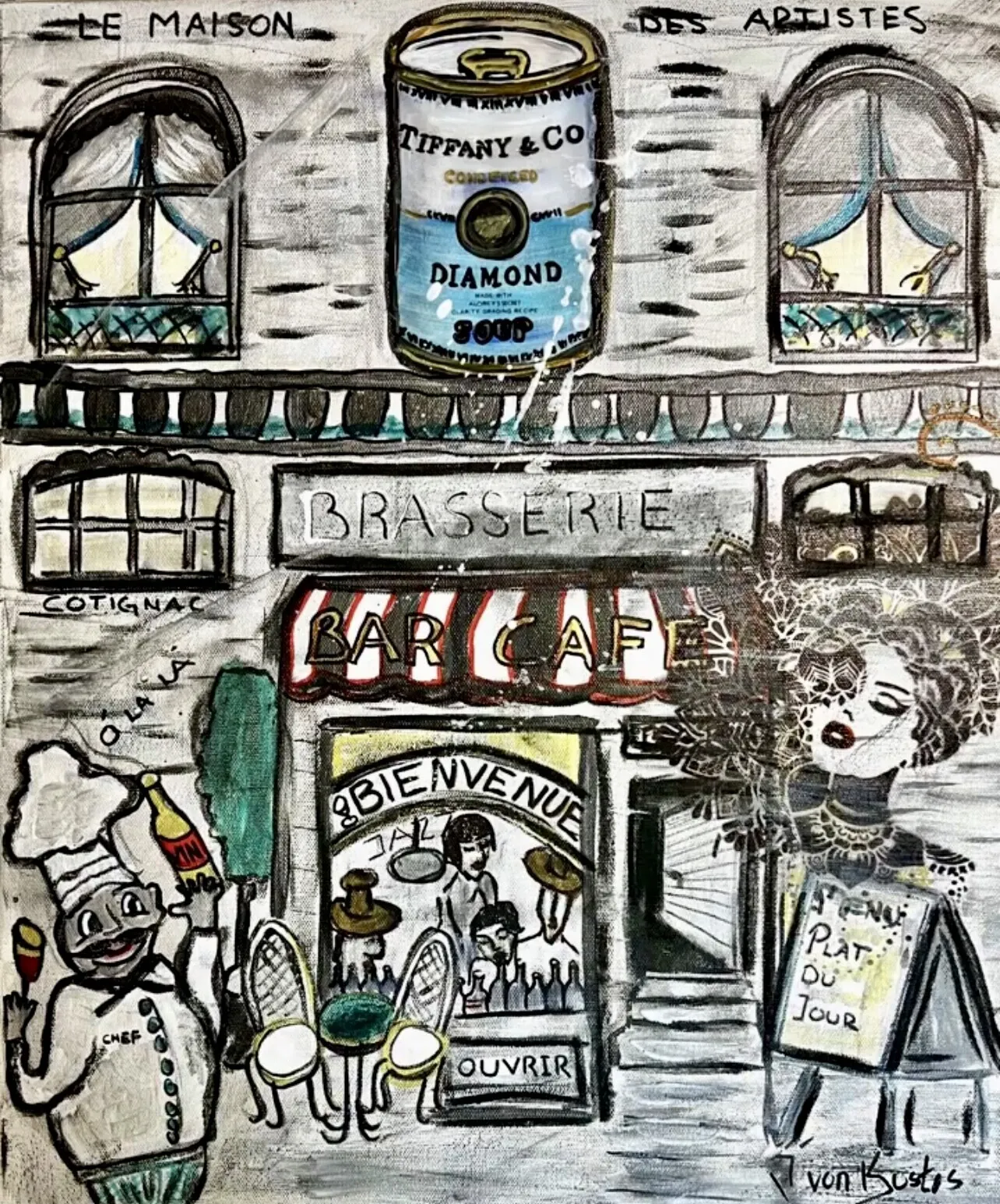 Akrylmålning Bienvenue av Jeanette von Kustos