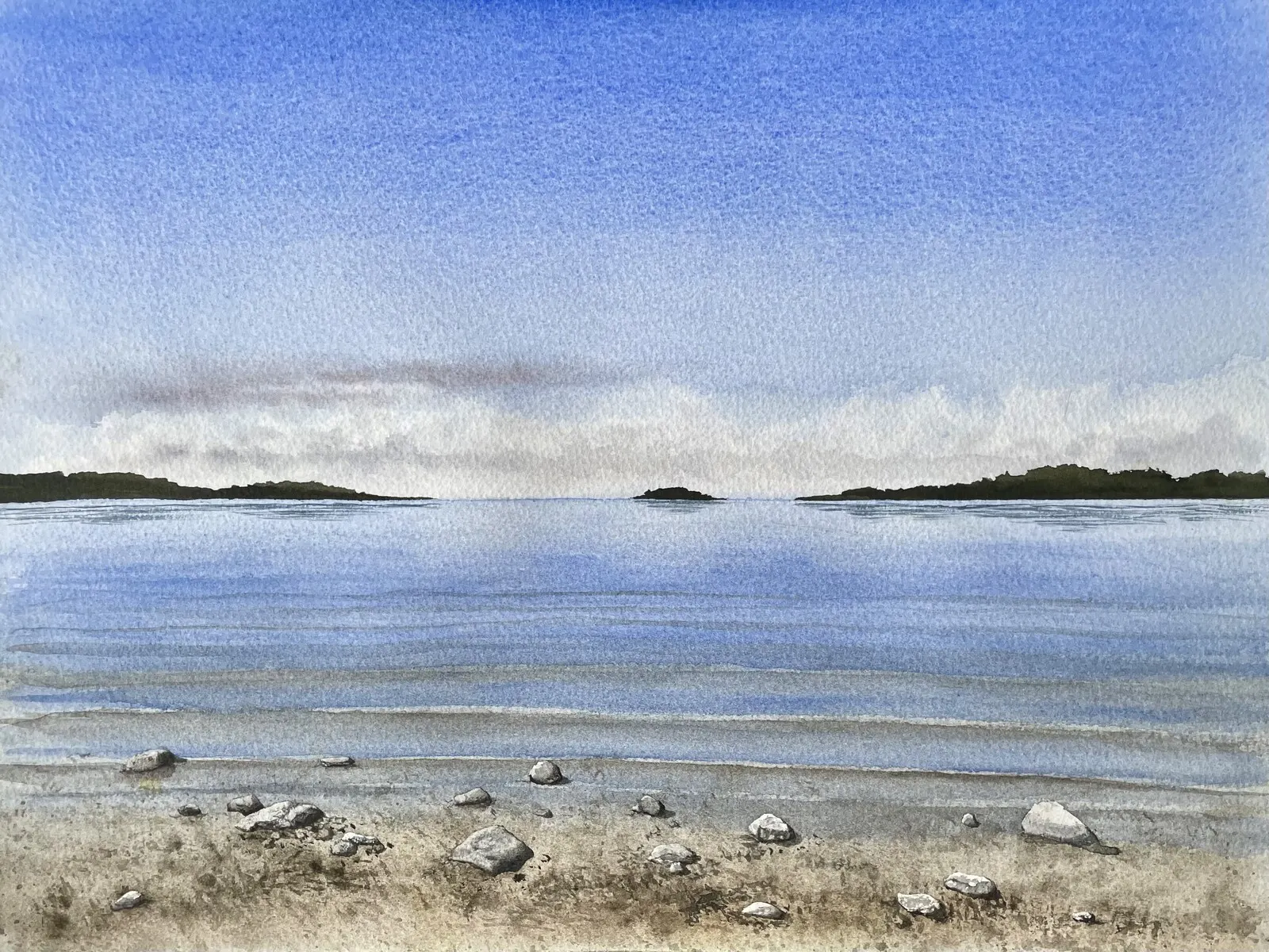 Akvarell I strandkanten av Jeanette Malmberg