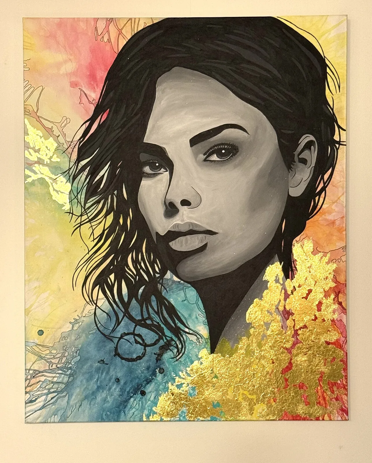 Akrylmålning Golden girl av Mathilda Häll