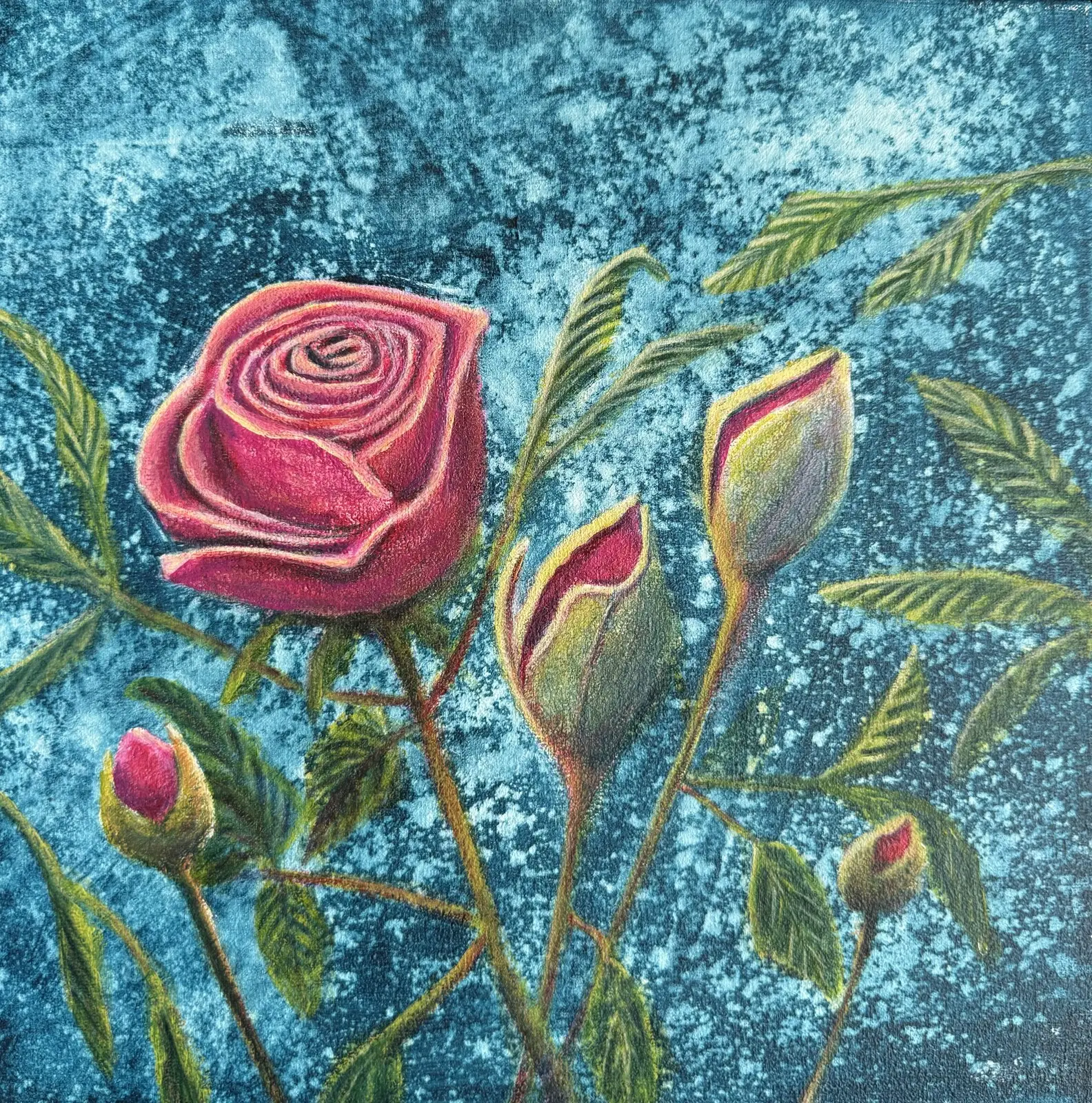 Akrylmålning Rosor i knopp av Lenitha_art