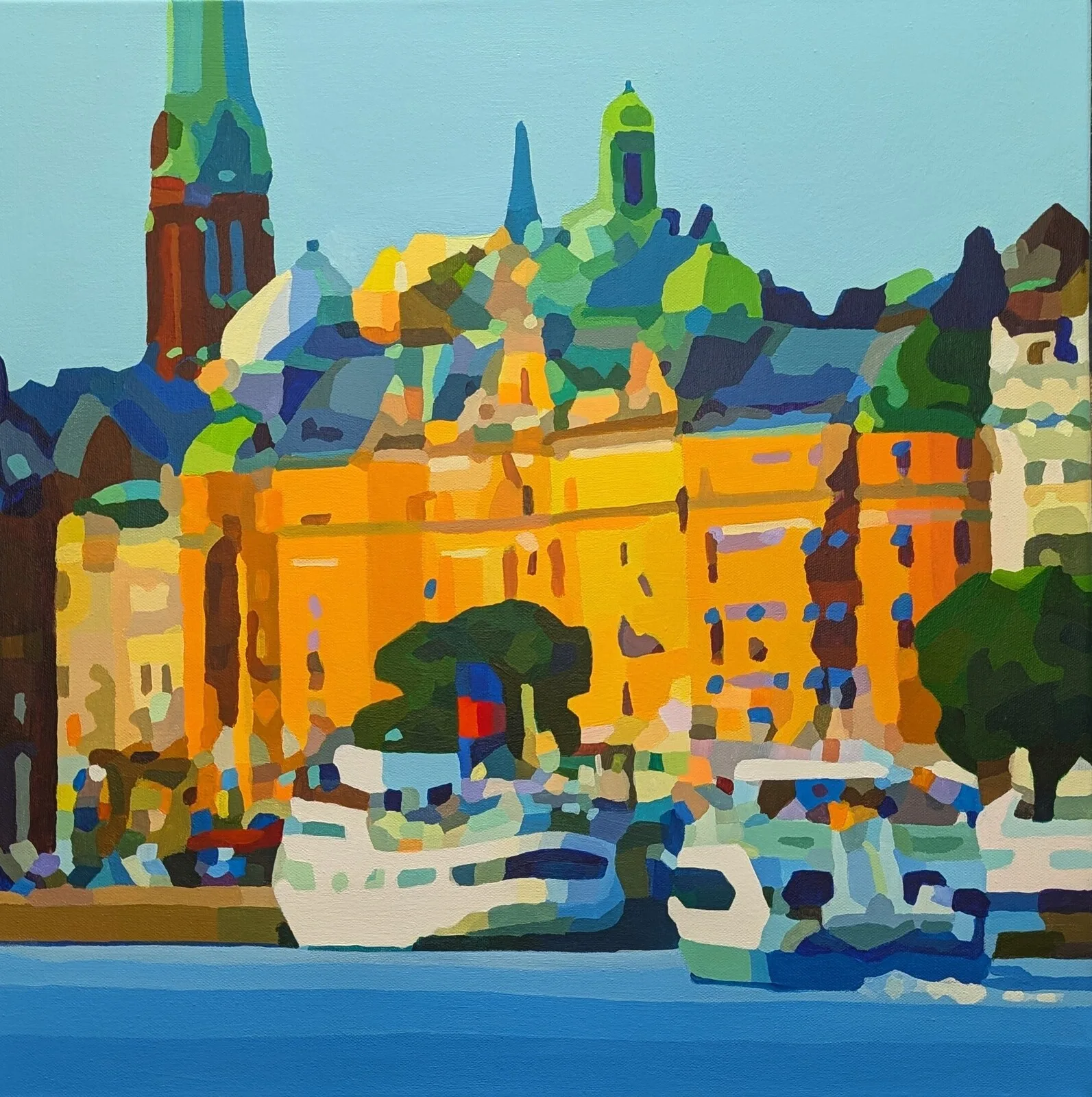 Akrylmålning Nybroviken av Josef Petersson