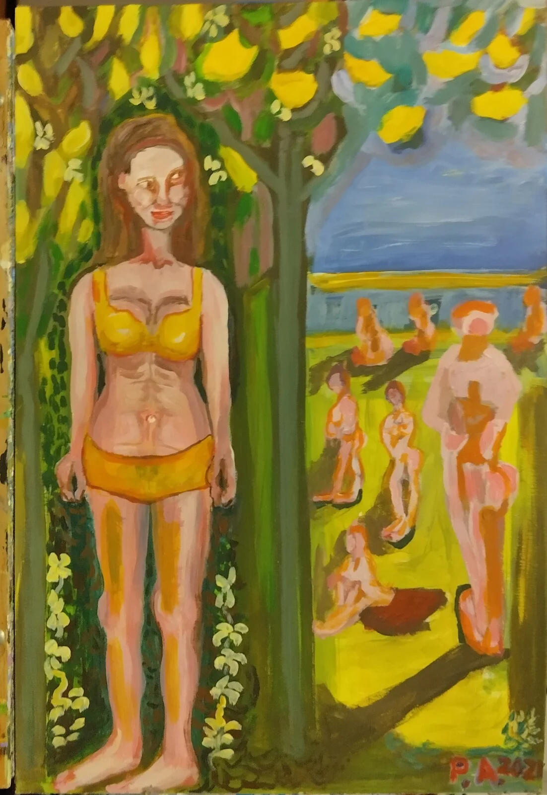Akrylmålning Flicka på stranden.. av Aminazin Van-Gogin