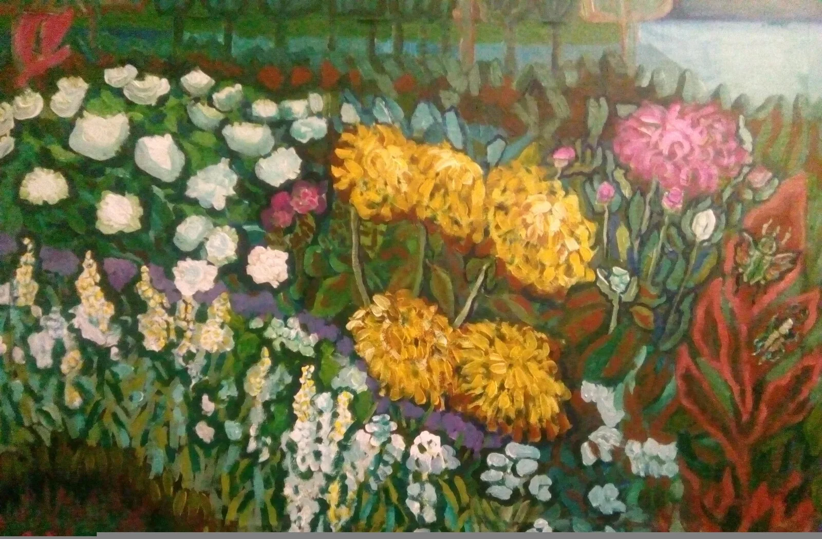 Akrylmålning På morgonen i trädgården.. av Aminazin Van-Gogin