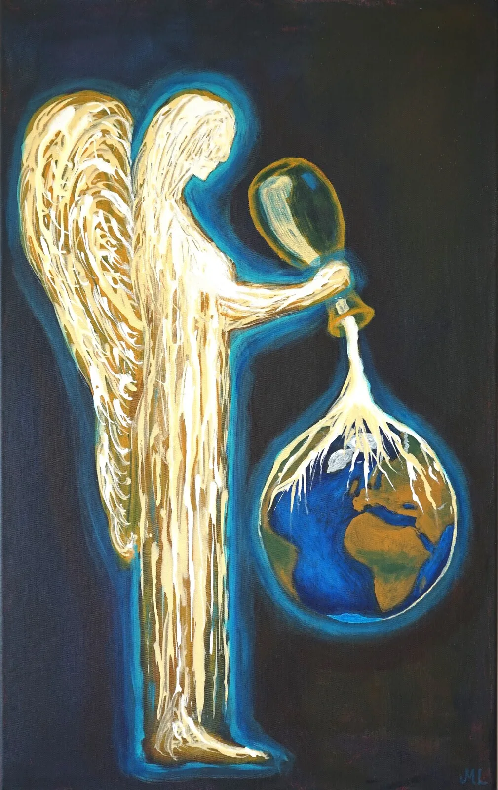 Akrylmålning Pouring Light over the earth av Magnus Lindblom