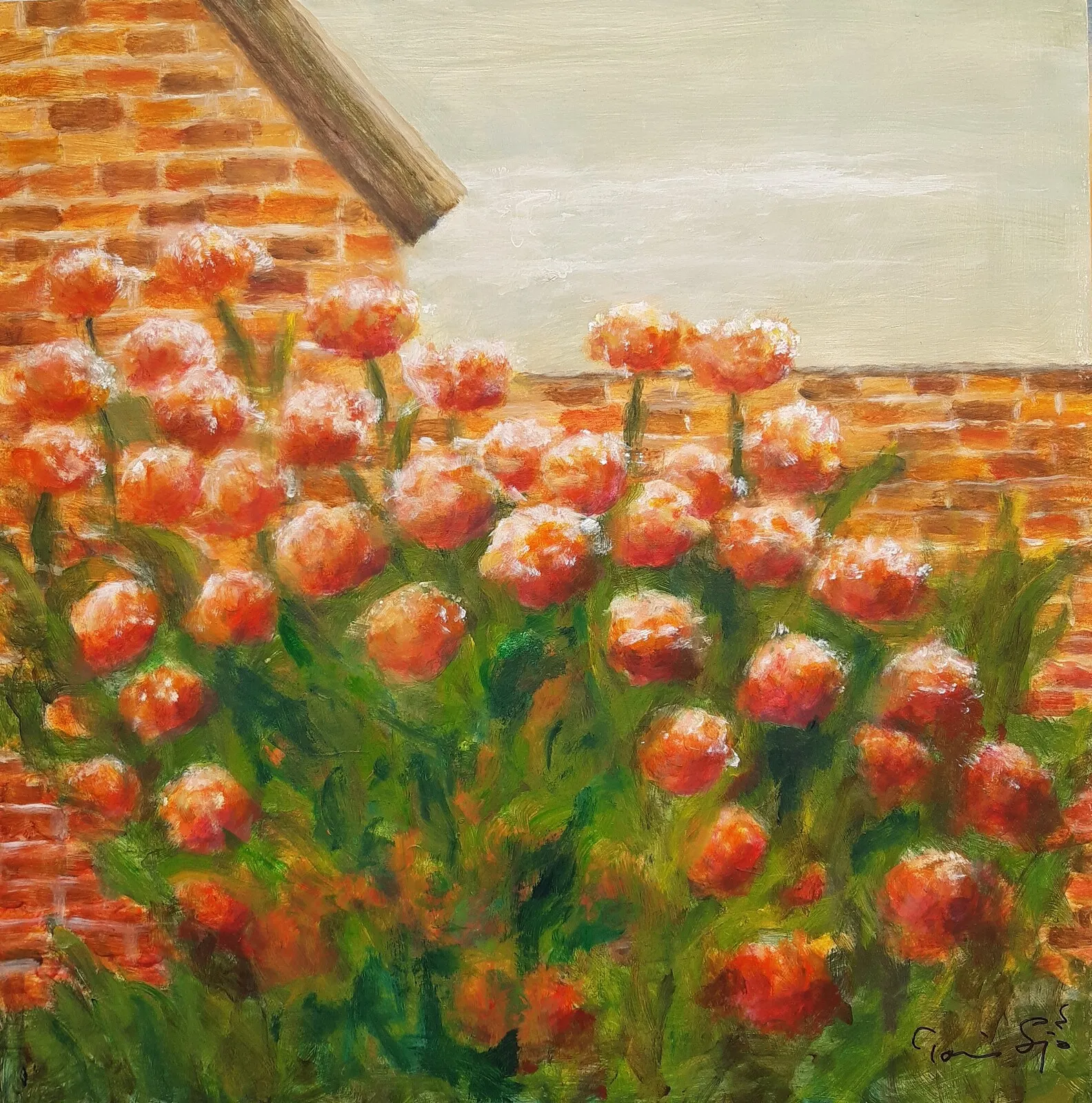 Akrylmålning Sofieroblomster av Toni Sjö