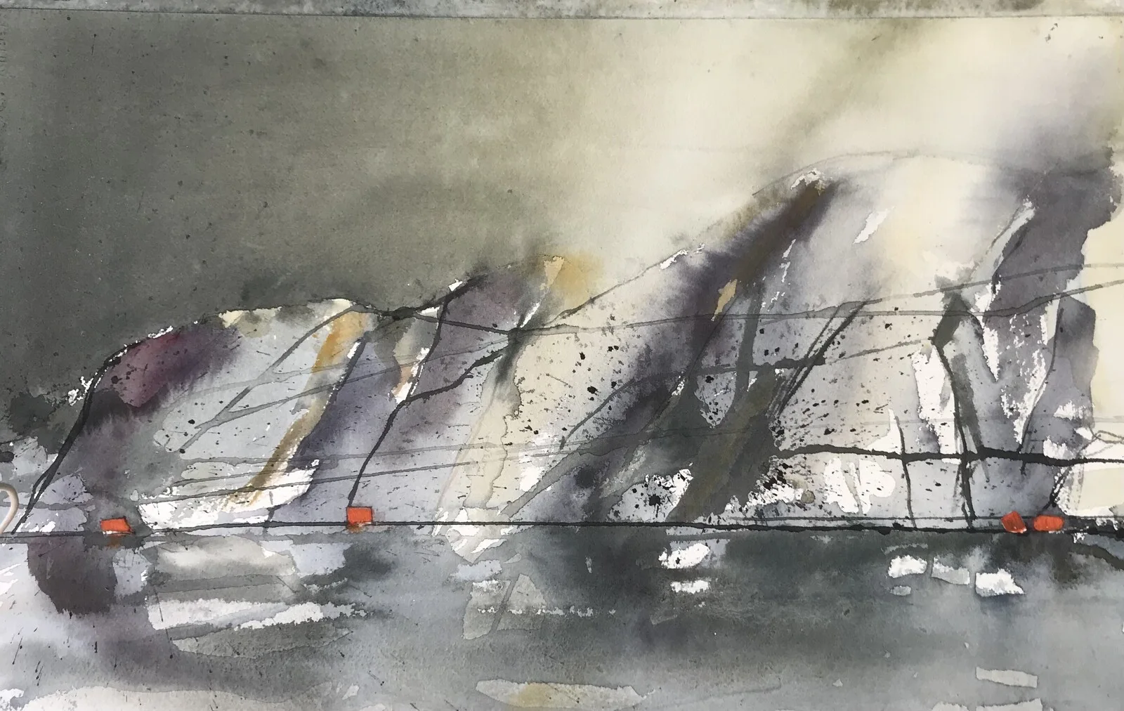 Akvarell Stormig kust av Herman Heijmans