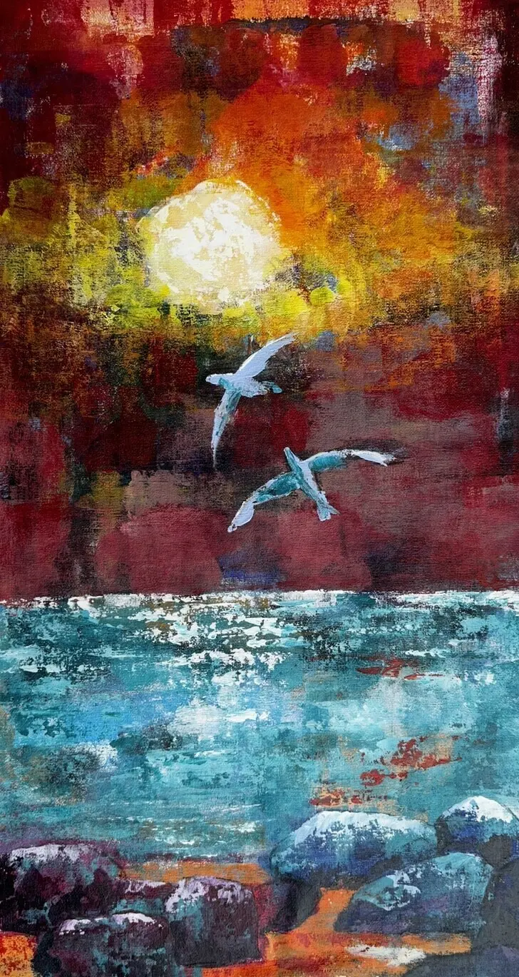 Akrylmålning Mot varmare breddgrader av Madelene Kristiansson