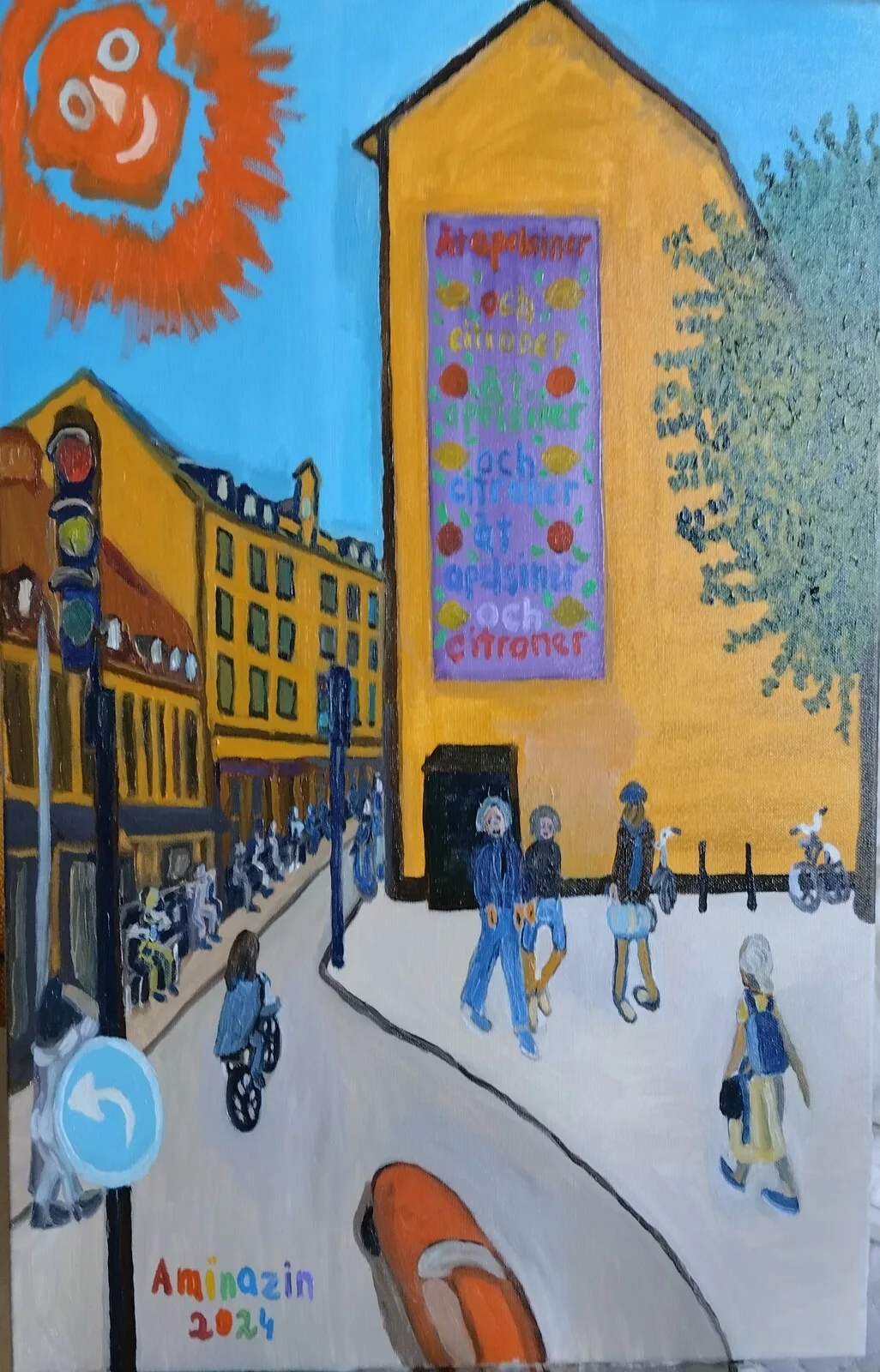 Oljemålning Den oränge grimasen.. av Aminazin Van-Gogin