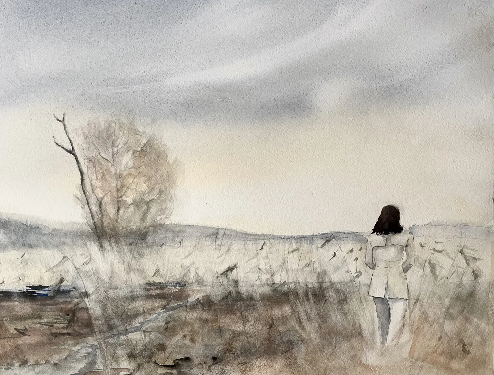 Akvarell Reeds and space. av Martin Svensson