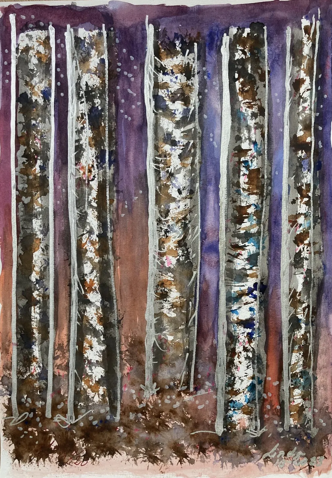 Akvarell Nordljuset av Linda Abrahamsson La Arts Sweden