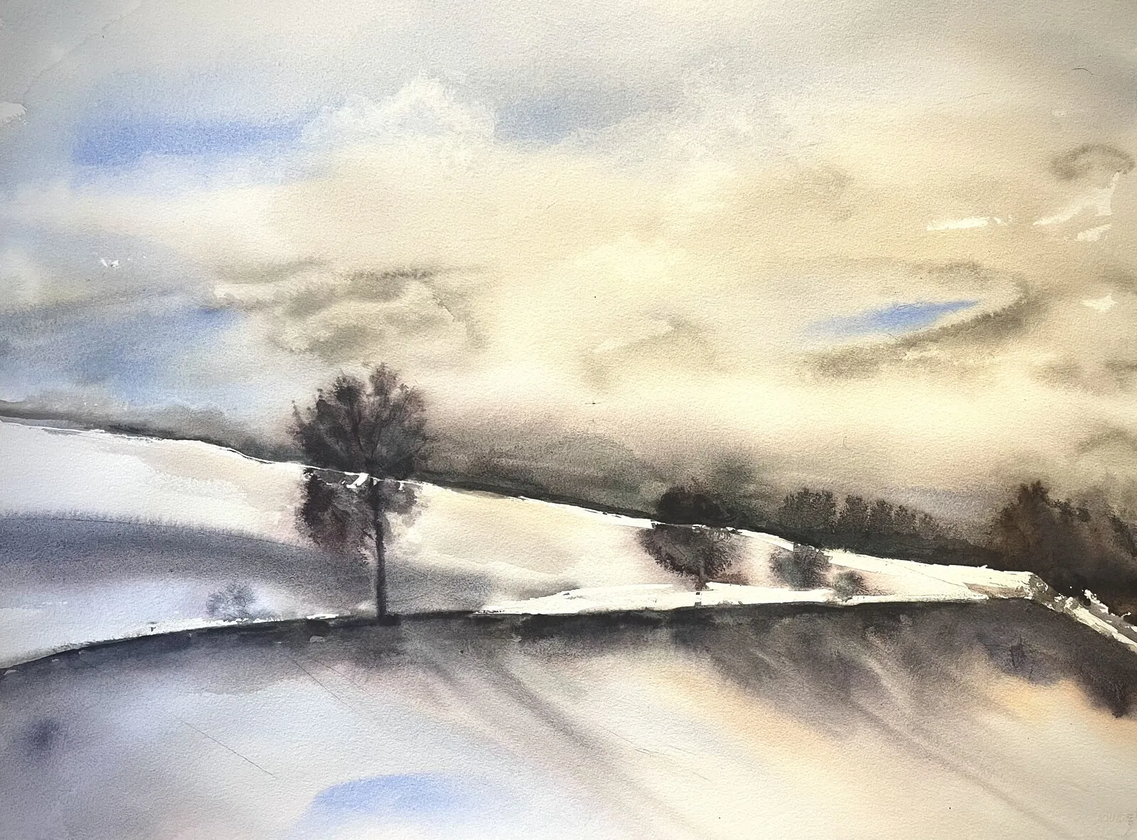 Akvarell Fields of  Rusutsu (ルスツリゾート Hokkiado Japan. av Martin Svensson