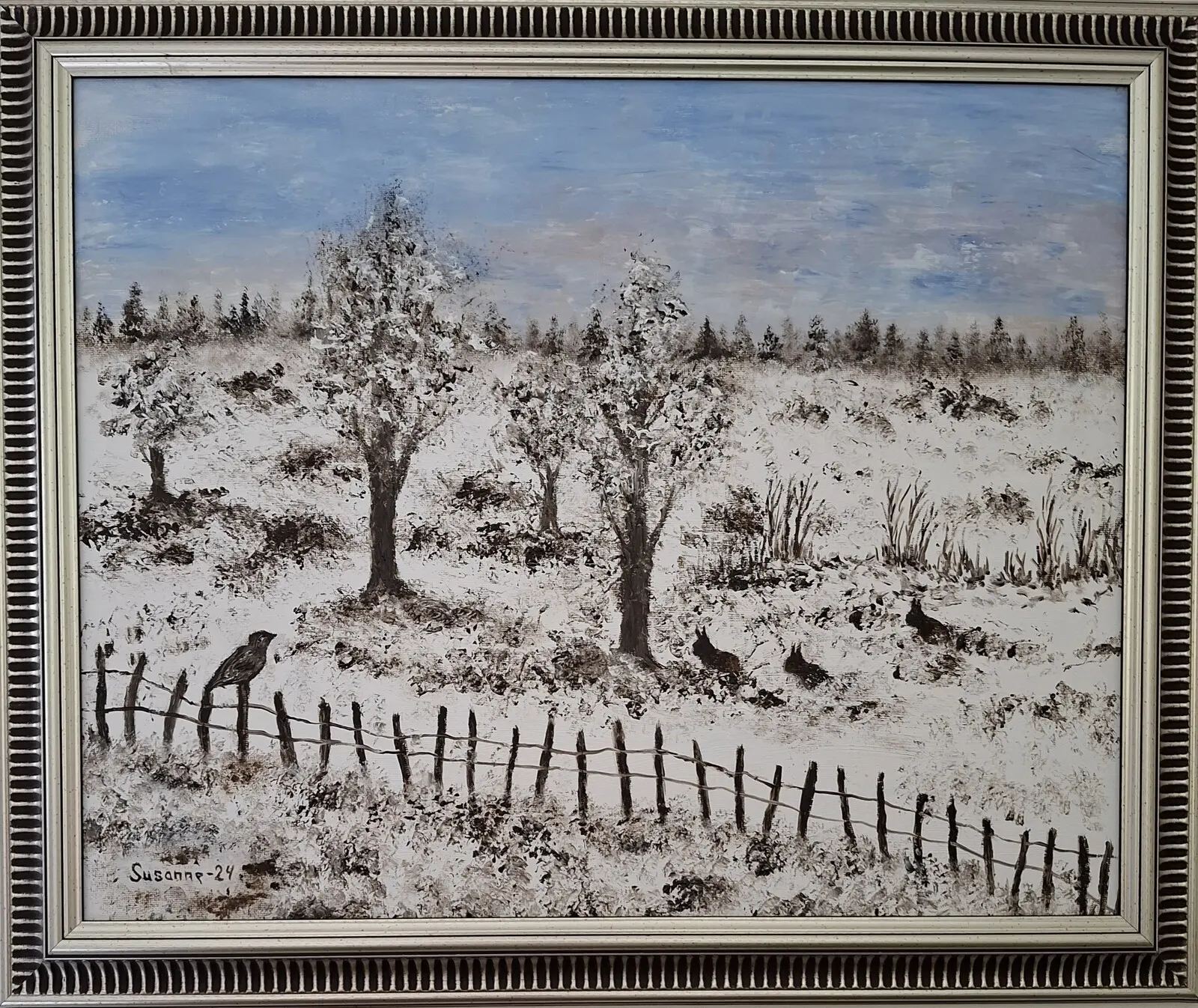 Oljemålning Vinter morgon av Susanne Thomee