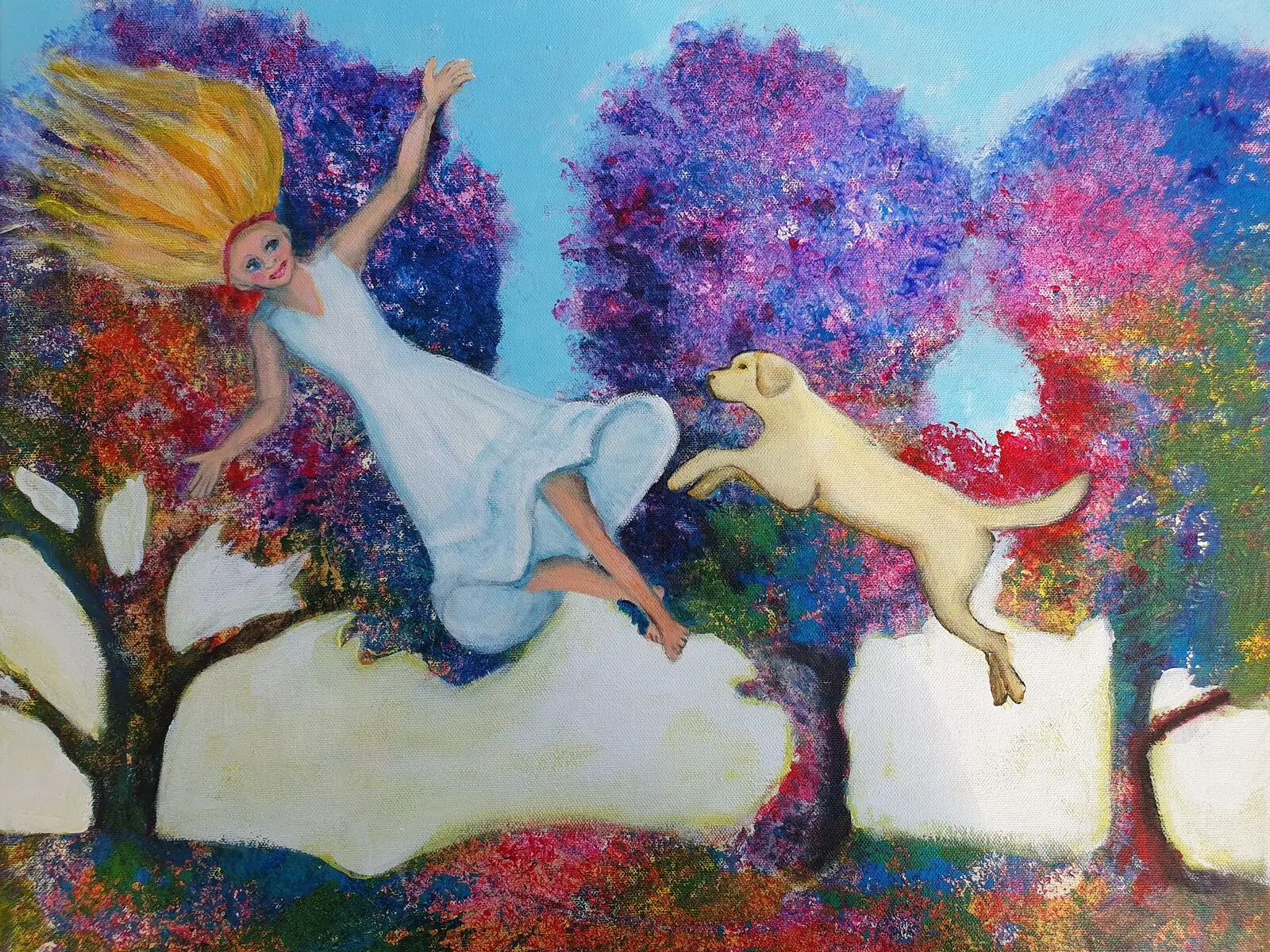 Akrylmålning Lycka! av Karin Sandström Krantz