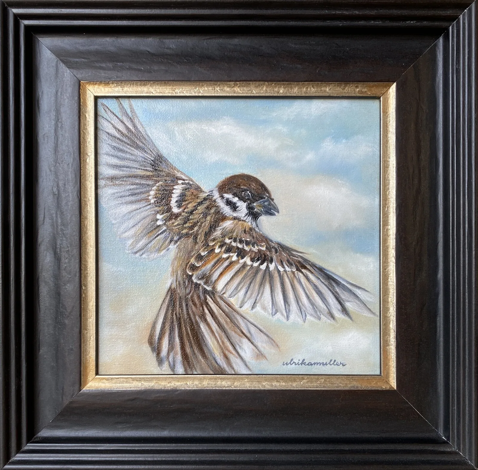 Oljemålning Gaze of a sparrow av Ulrika Muller