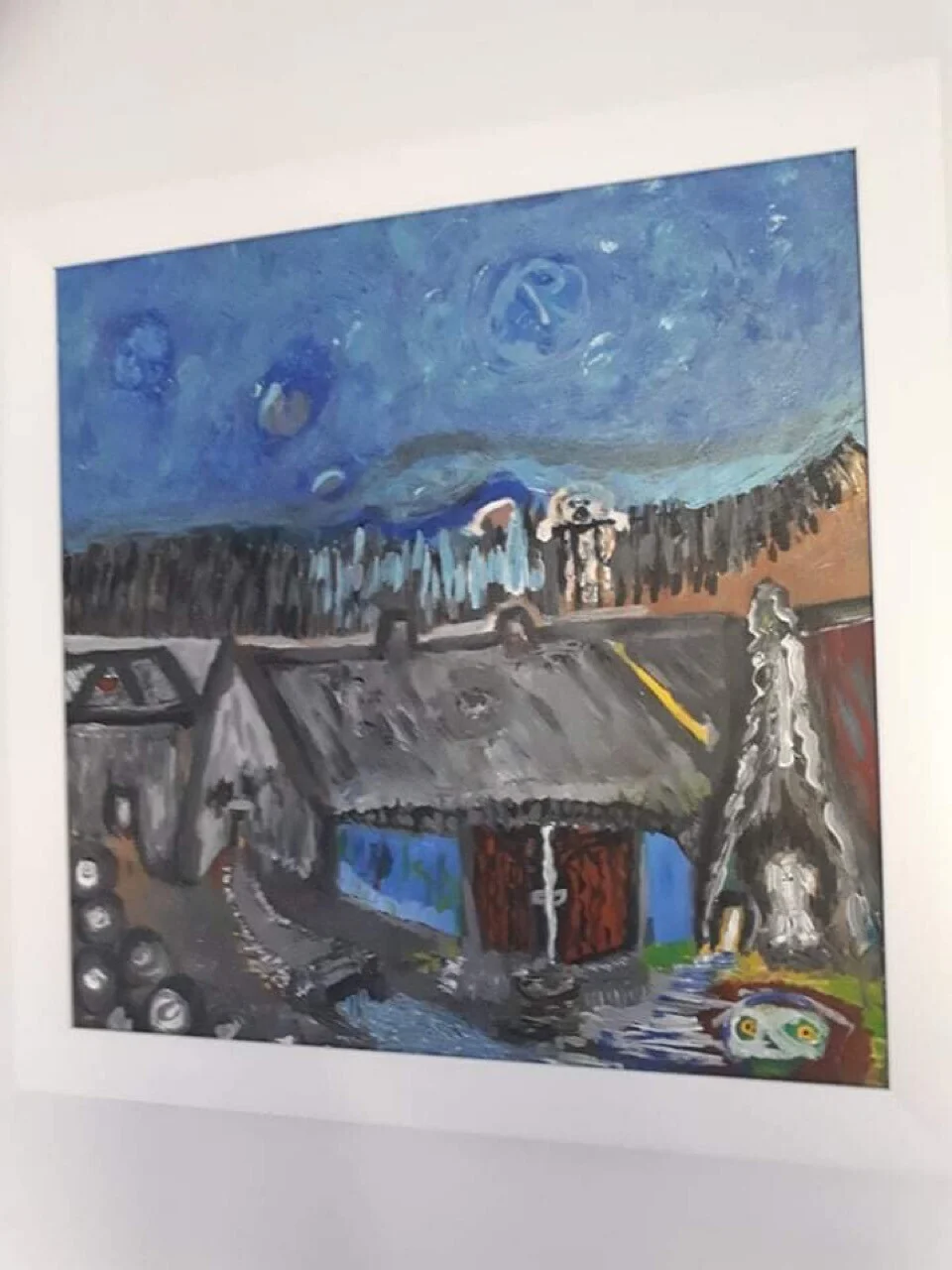 Akrylmålning Hunden på grinden av Augusto Osorio Morales