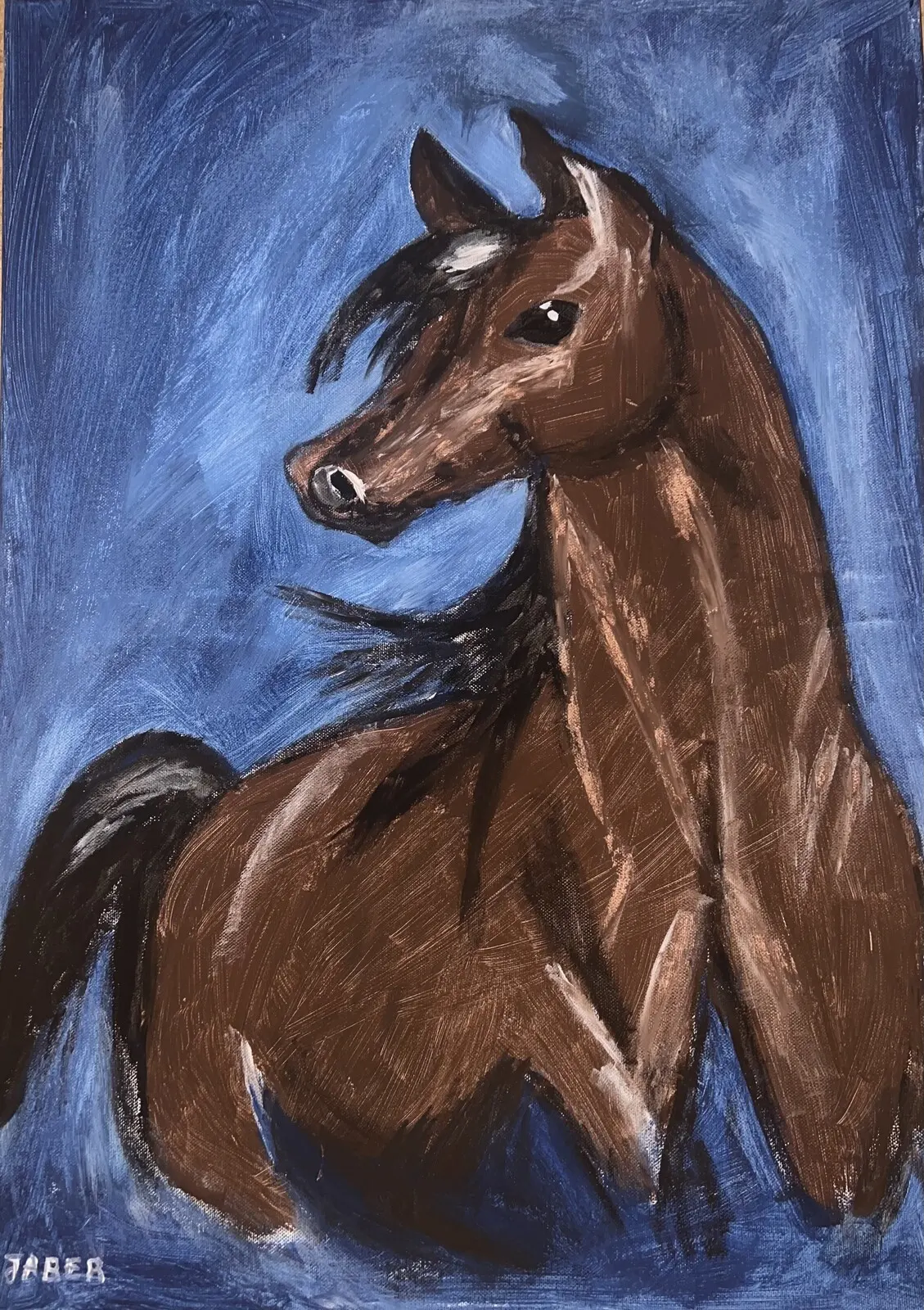 Akrylmålning Häst tavla av Jaber Lakrim