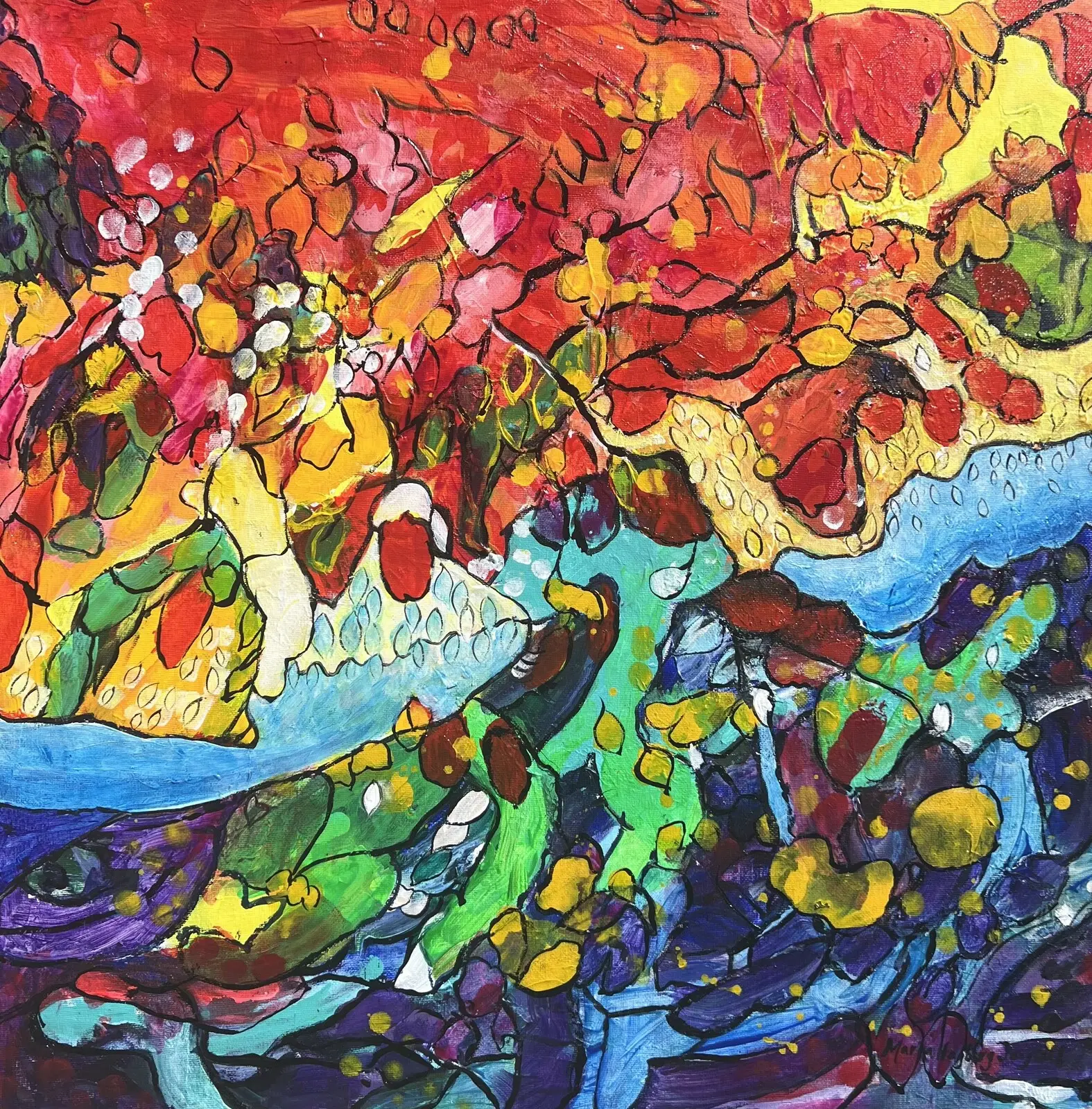 Akrylmålning Lyckoträd av Maria Hagberg Jangsell