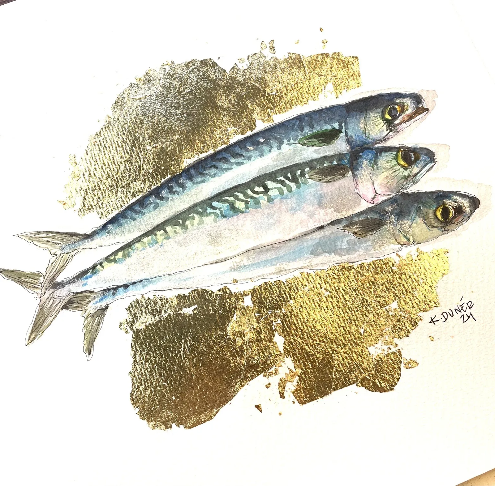 Akvarell Fiskar av Kristina Dunér