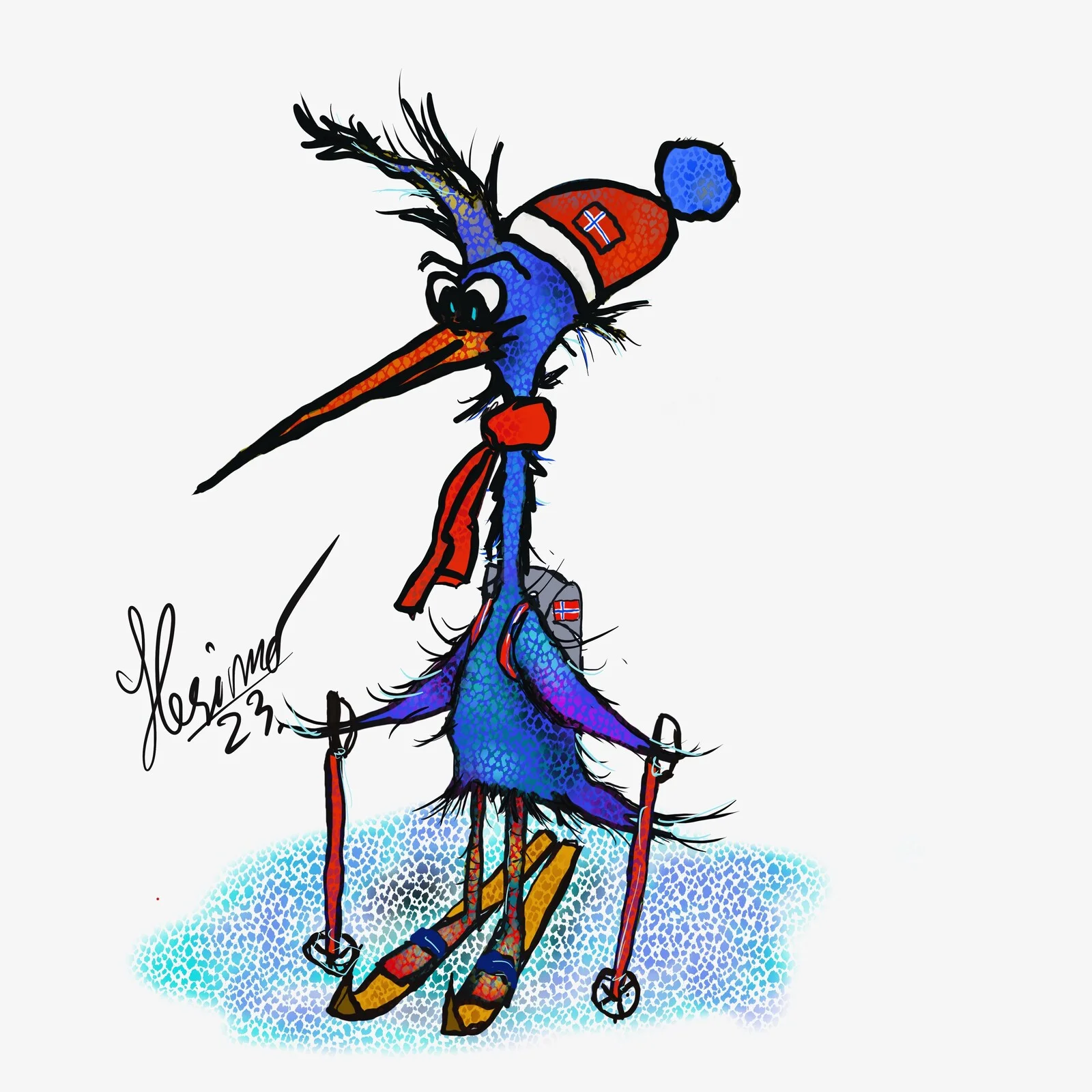 The Norwegian Skiing bird. av Henning Mogen