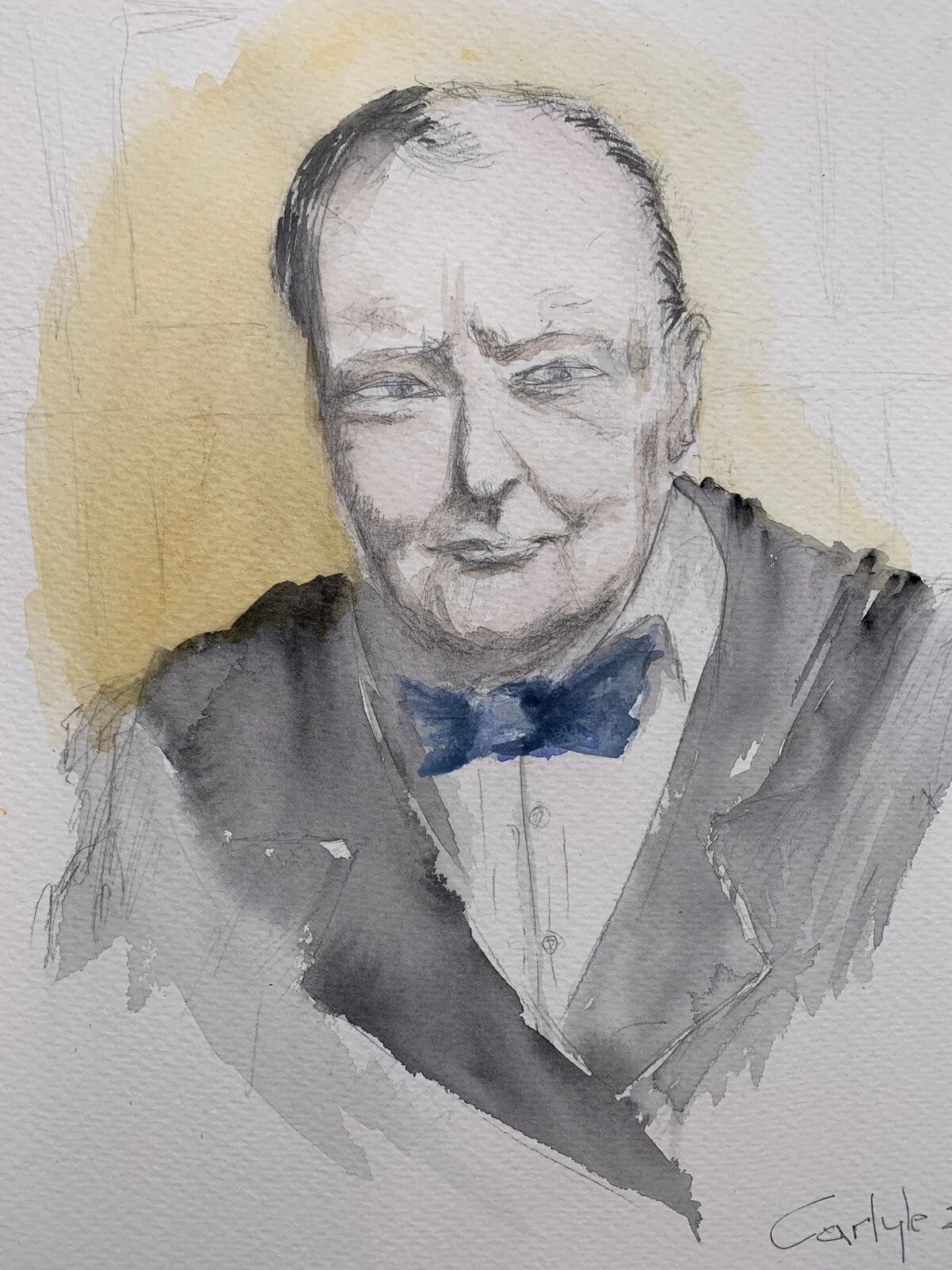 Akvarell Winston Churchill av Carlyle Minnaar