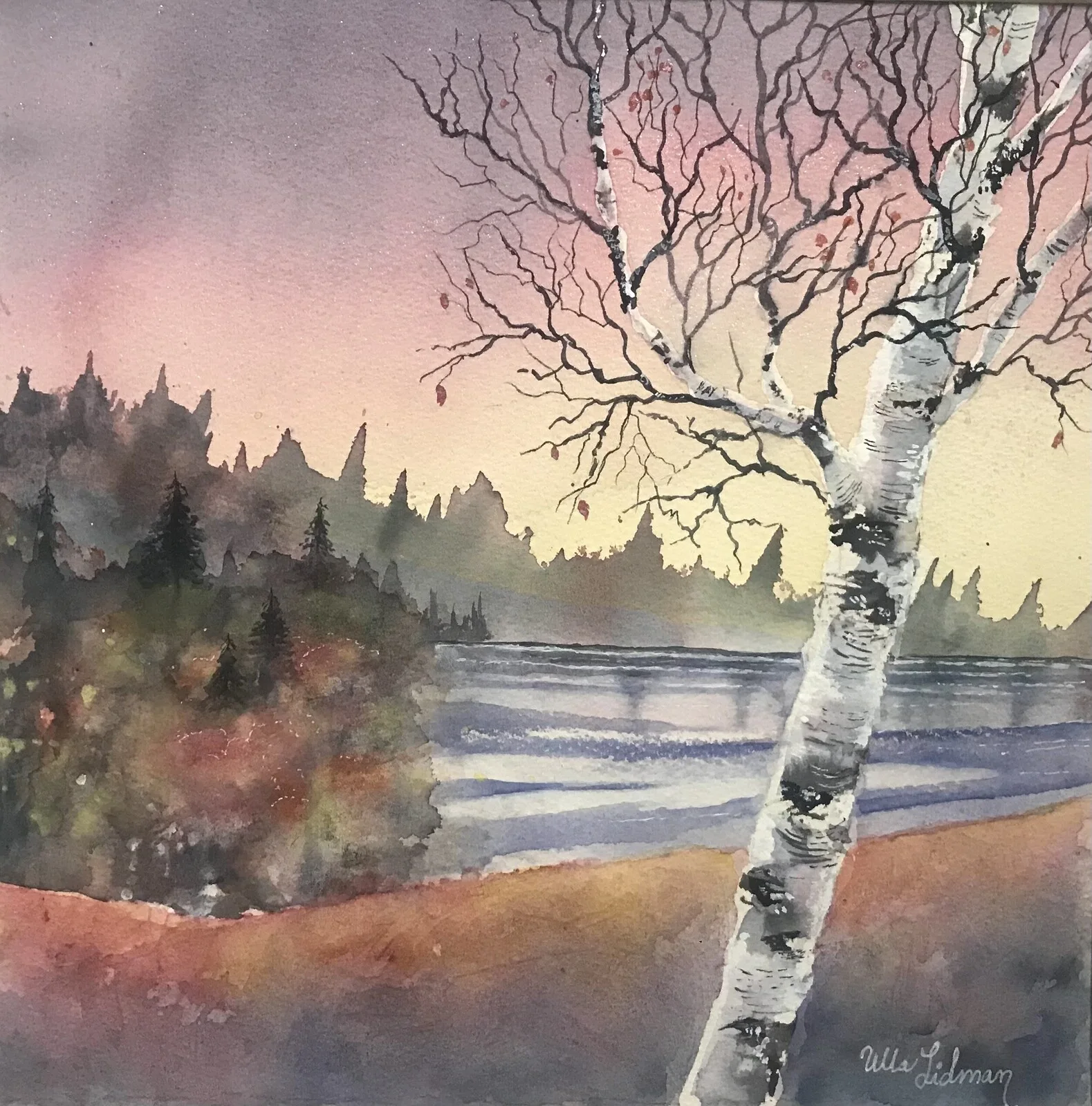 Akvarell Höst i luften av Ulla Lidman