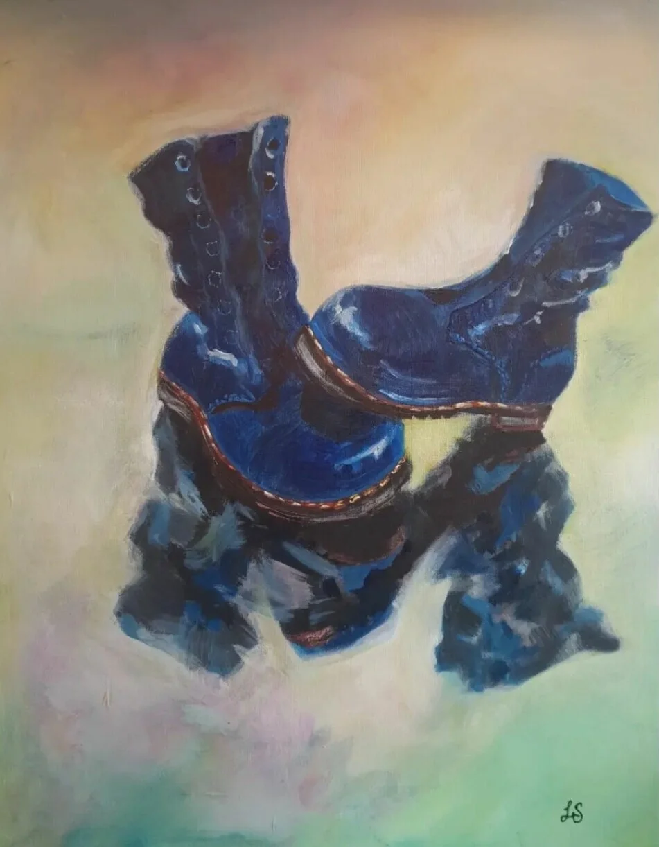 Akrylmålning Off they go av Lotta Sirkka