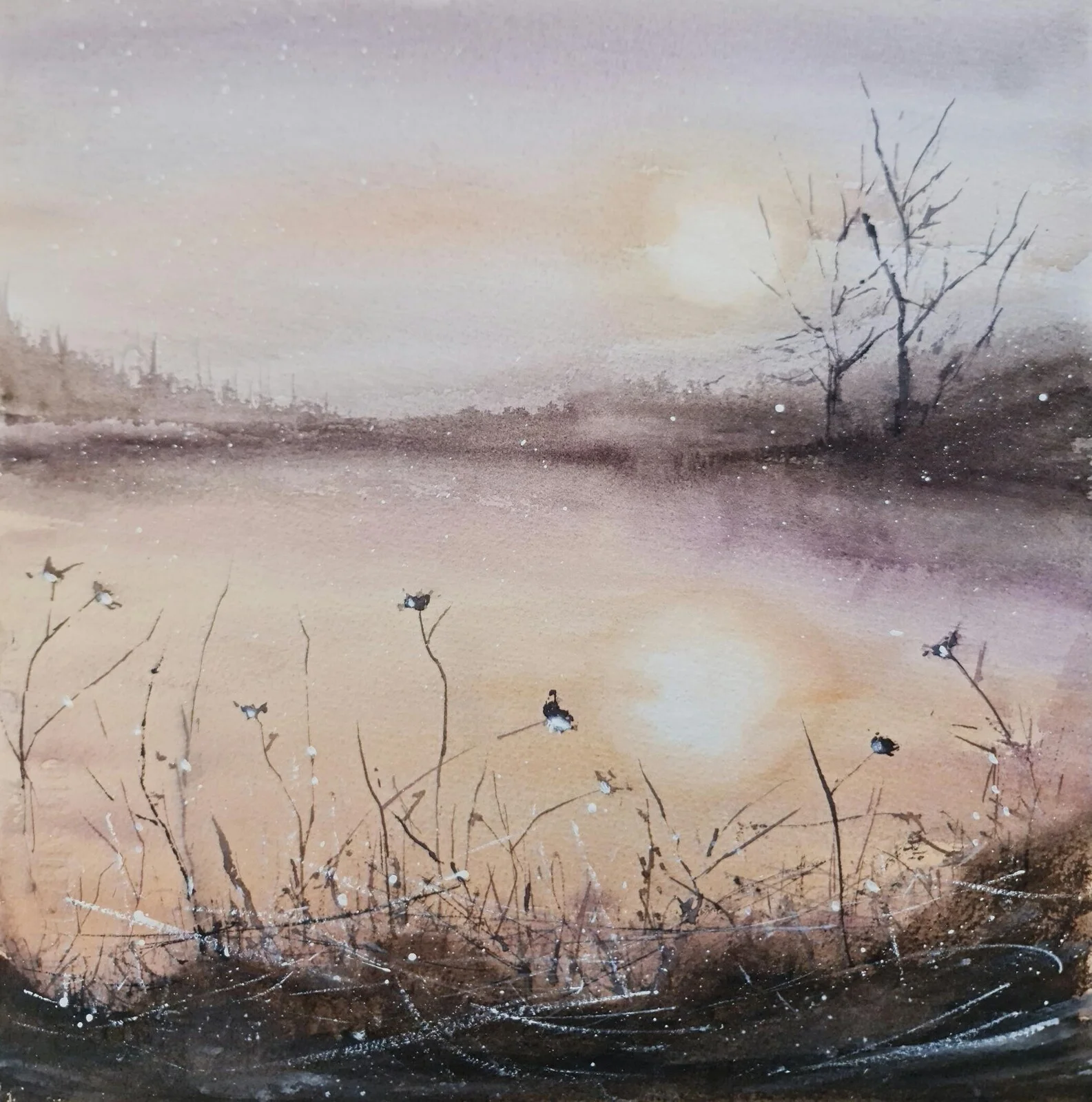 Akvarell Quiet Reflections av Pernilla Carlsson
