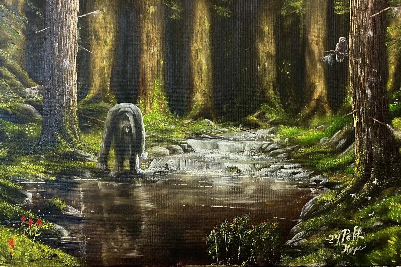 Oljemålning Troll in the forest av Petter Hjerpe