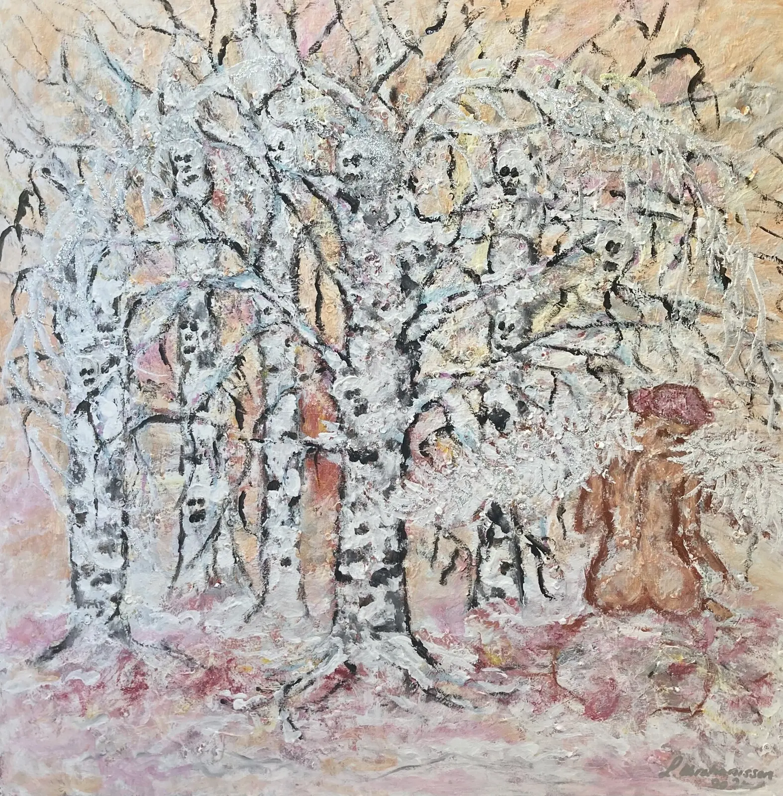 Akrylmålning Ängeln på Helgafjellet av Linda Abrahamsson La Arts Sweden