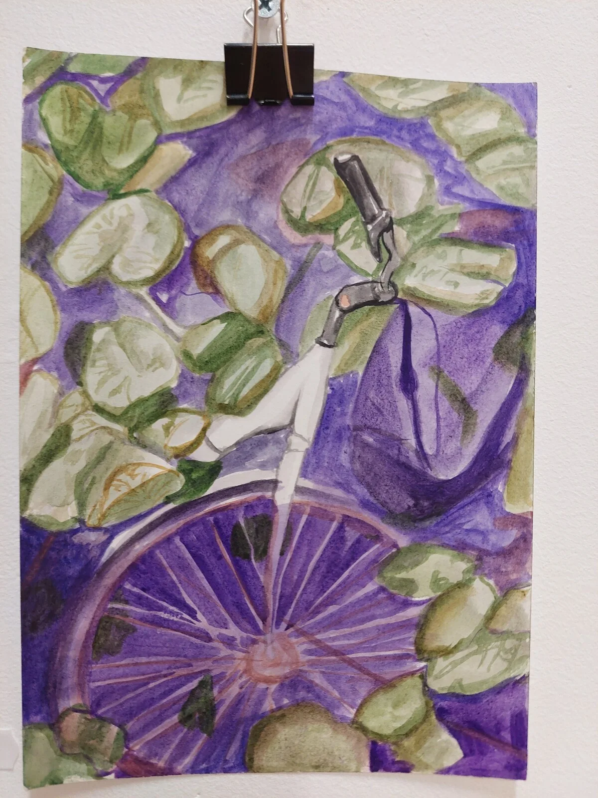 Akvarell Cykel i Örebros å av Nova Blomberg