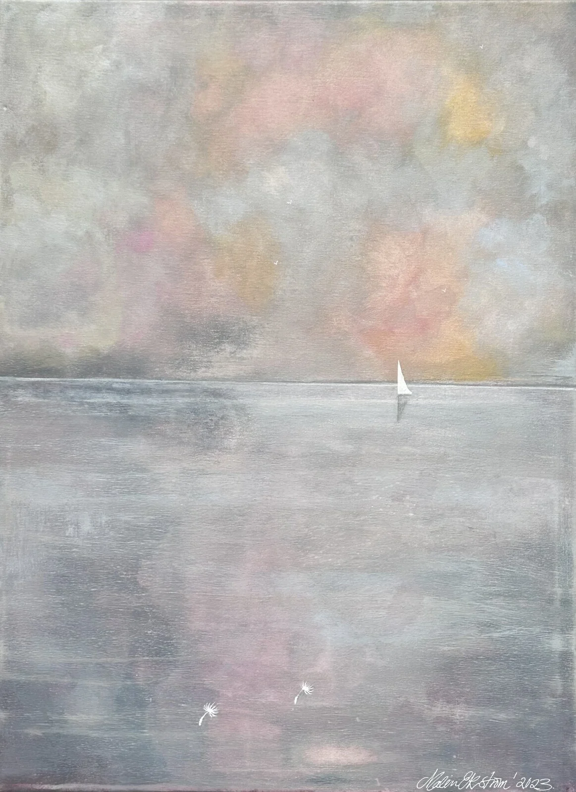 Akrylmålning Vågorna gungar mig till ro av Malin Ekström