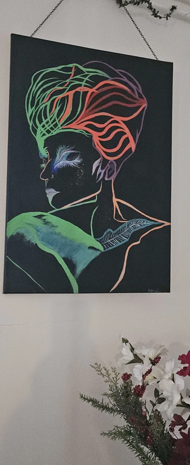 Akrylmålning Norrsken av Erika Schalin