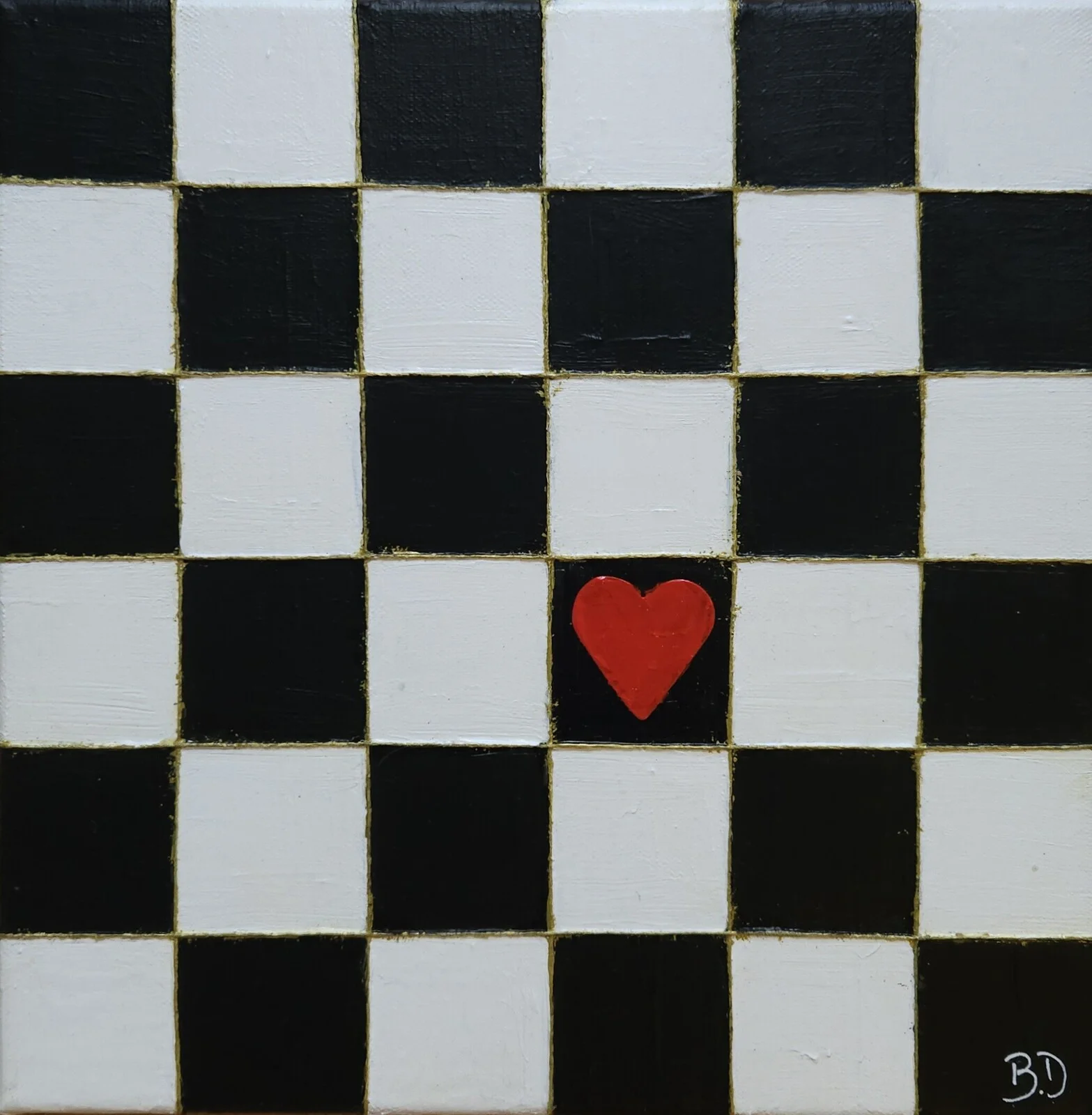 Akrylmålning Heart chess av Beatrice Donnerberg