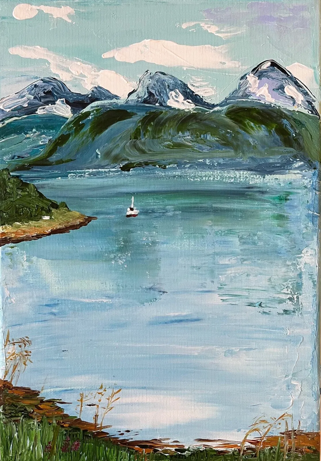 Akrylmålning Nordnorge av Katarina Rönndahl