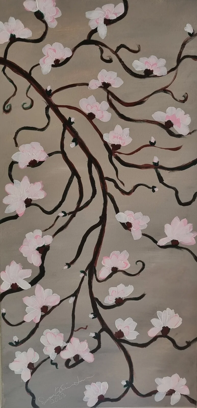 Akrylmålning Japan feeling av Susann Edvinsson-Larsson