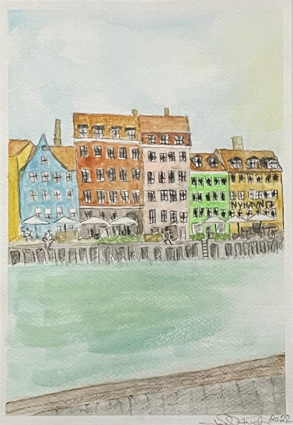 Akrylmålning Nyhavn av Lotta Fuchs