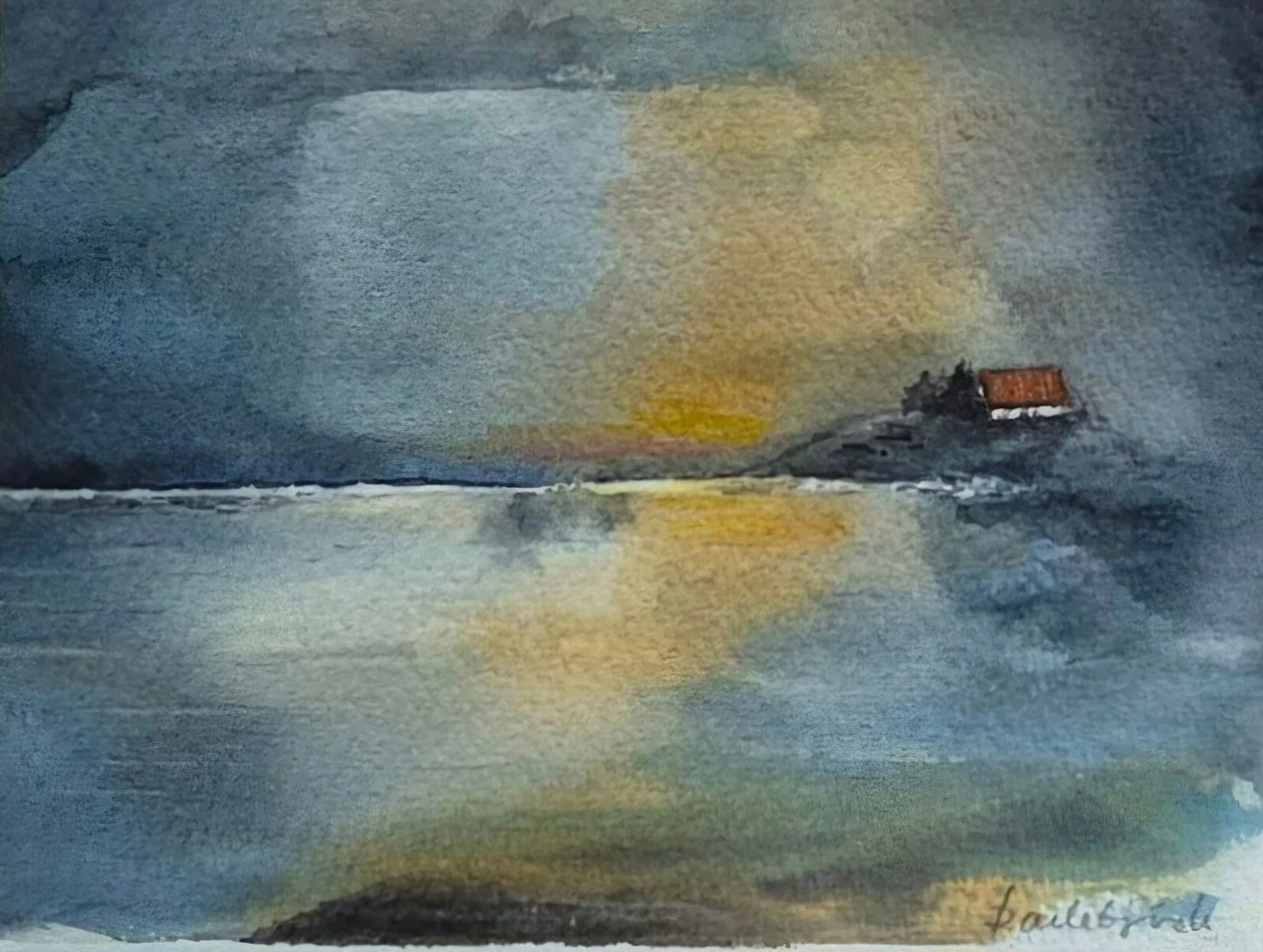 Akvarell Blå Dröm av Berit Arlebjörk