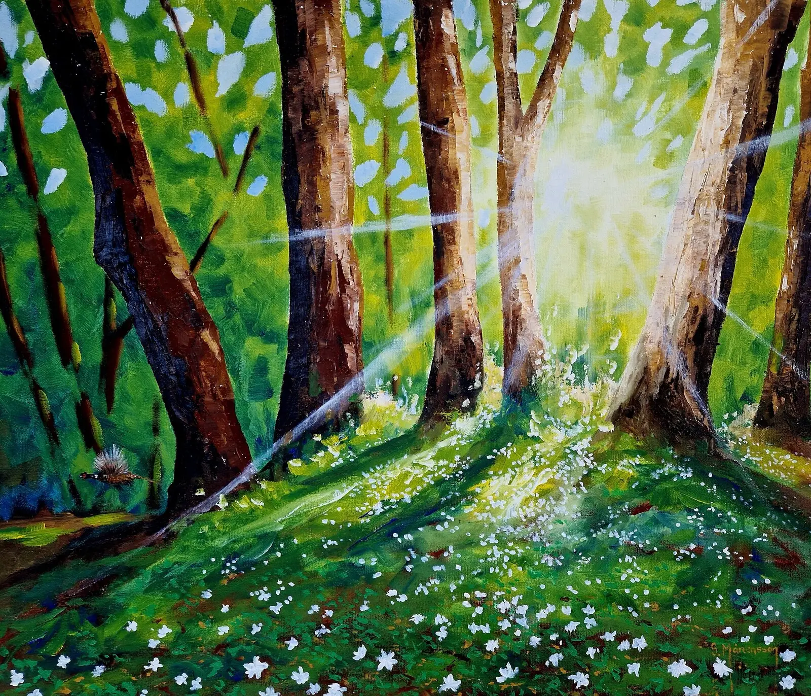 Oljemålning Skogensljus av Stefan Mårtensson