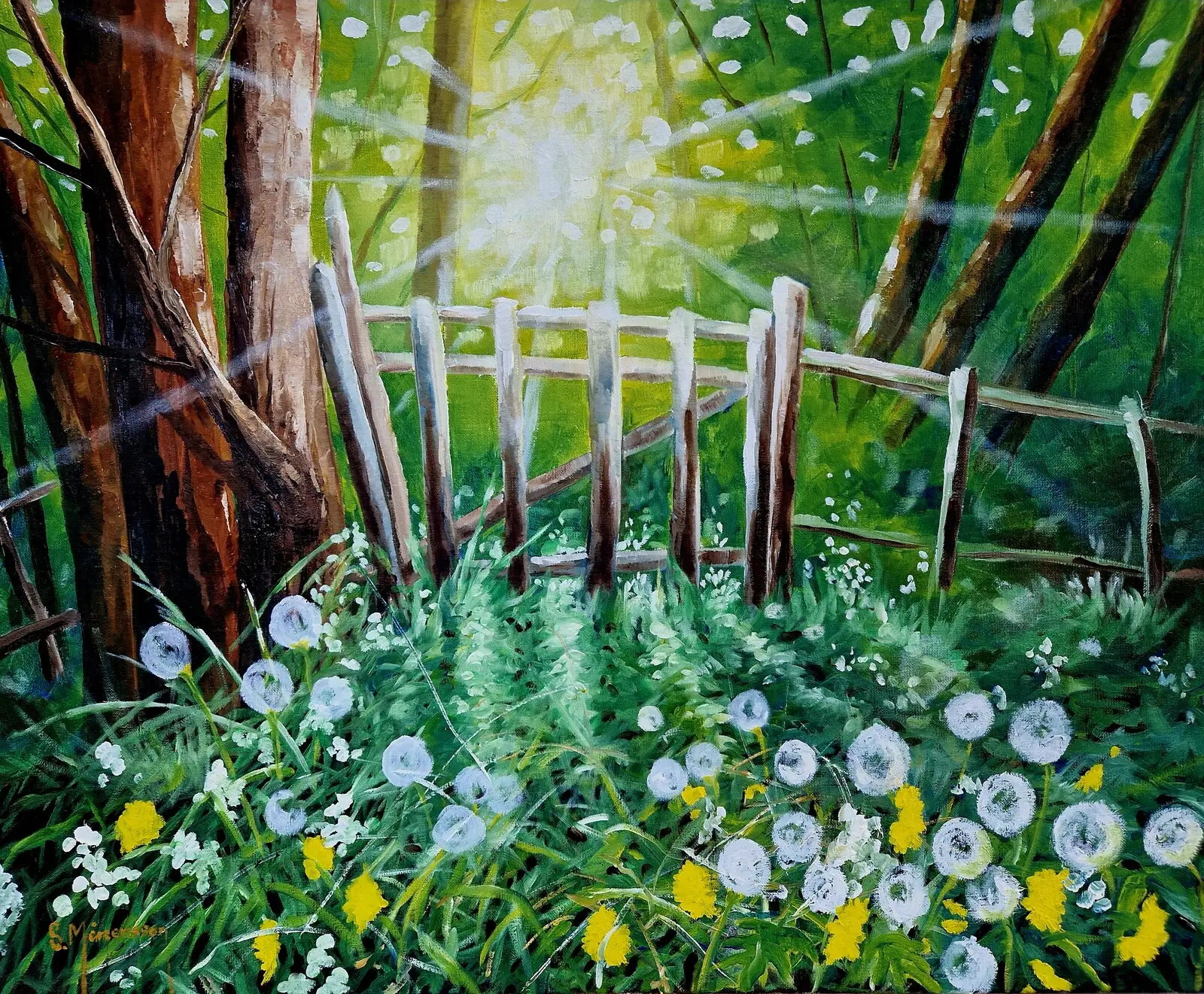 Oljemålning Skogensljus av Stefan Mårtensson