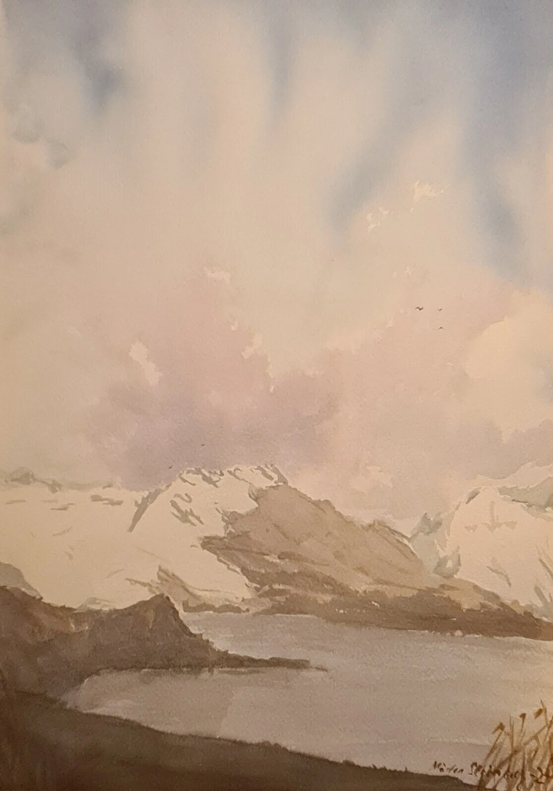 Akvarell Bergsvy av Mårten Strömberg
