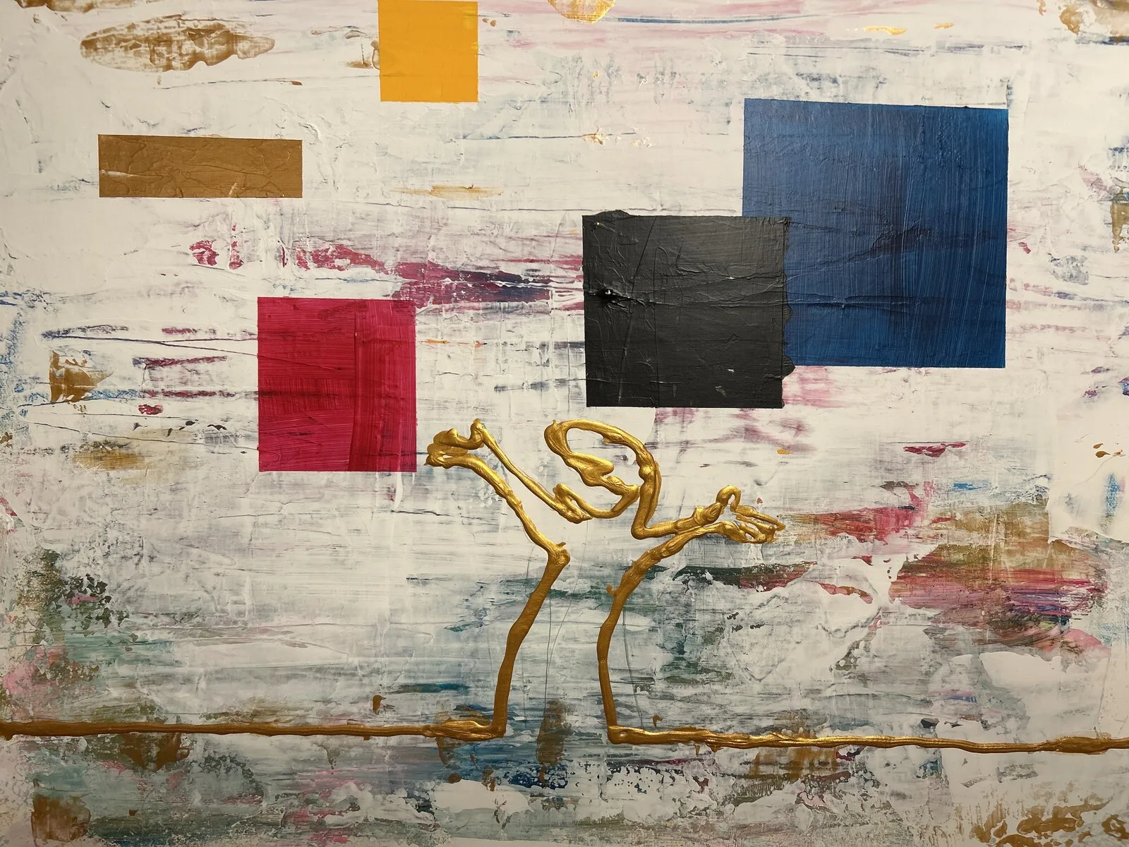 Akrylmålning Guld-Linus av Annelie Wangler