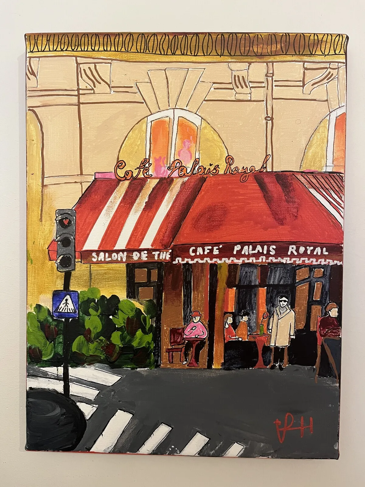 Akrylmålning Parisian Café av Hala Albayati