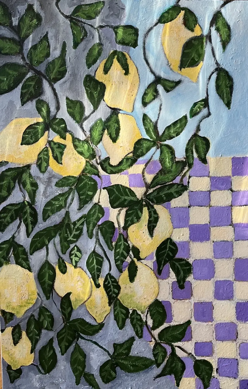 Akrylmålning Citroner av Christina Åsbäck