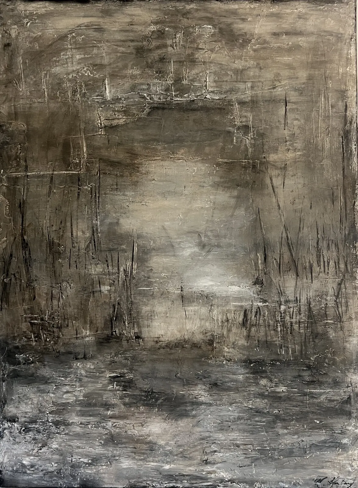 Akrylmålning By The Reeds av Maria Hamberg