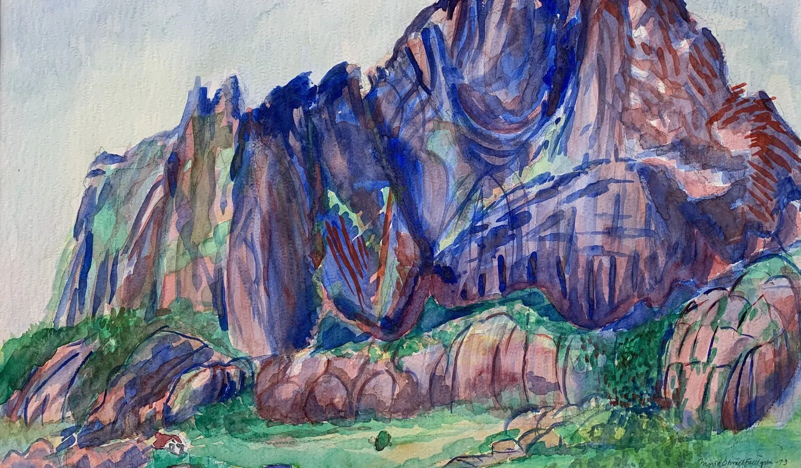 Akvarell Berg i Lofoten av Ingrid Stenbeck