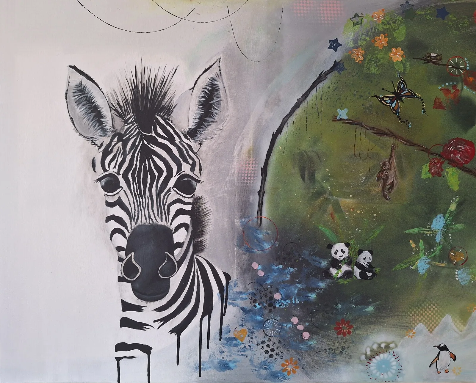 Akrylmålning Take care of our Planet av Eva Månsson