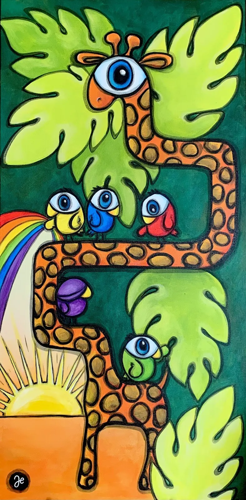 Akrylmålning Bland vänner av Jenny ’Blue’ Johansson