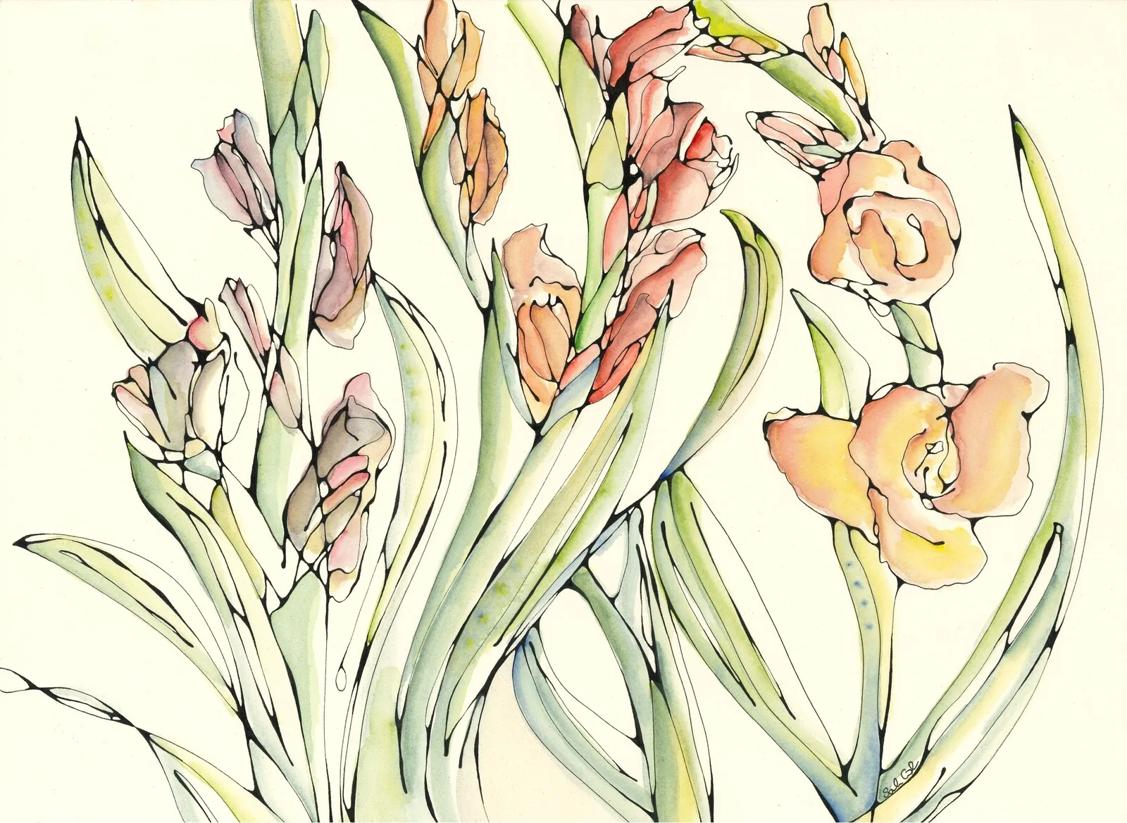 Akvarell De Modiga av Sandra Grönbeck