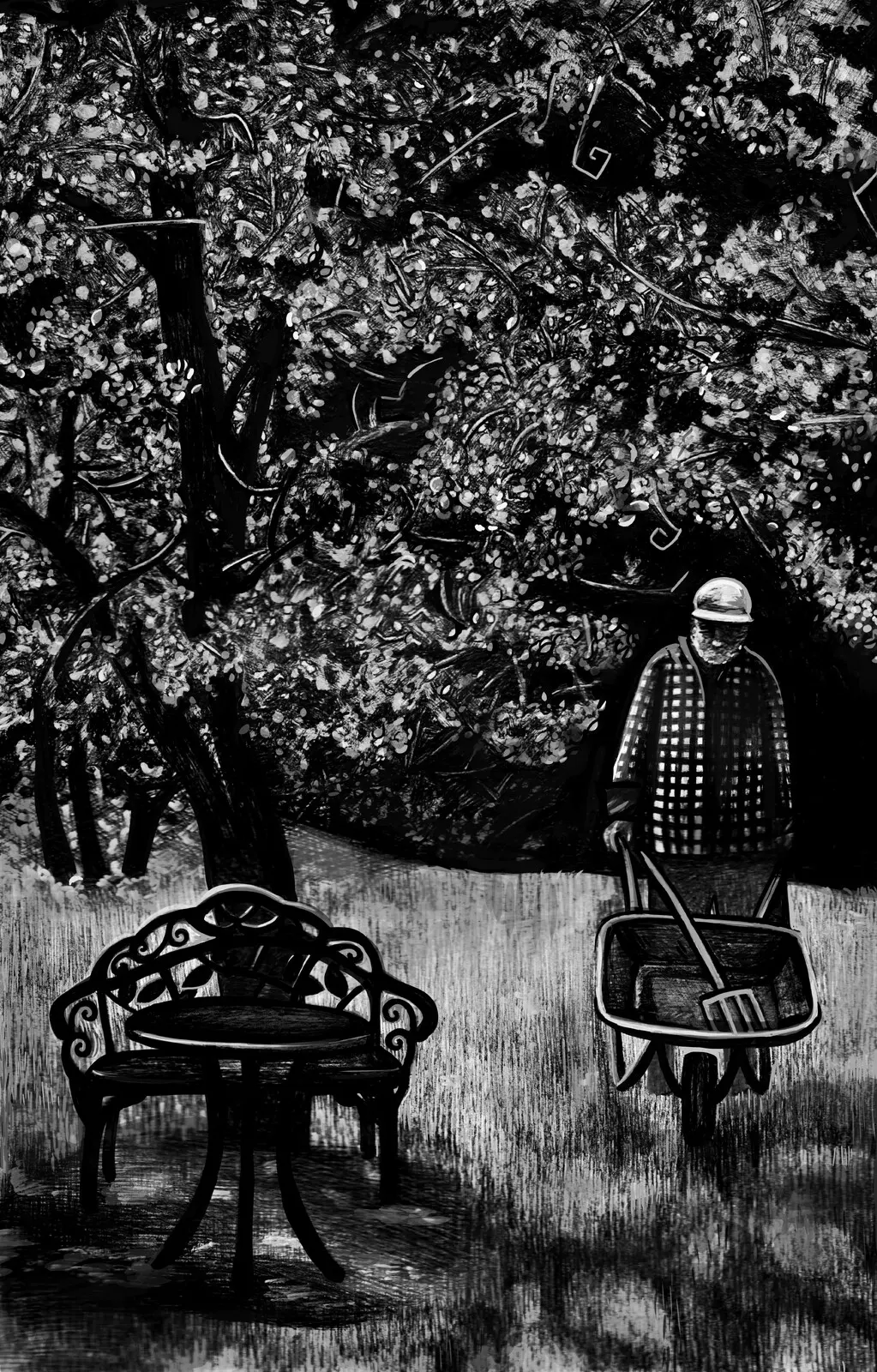 Gubbe med skottkärra av Hedvig Wisselgren