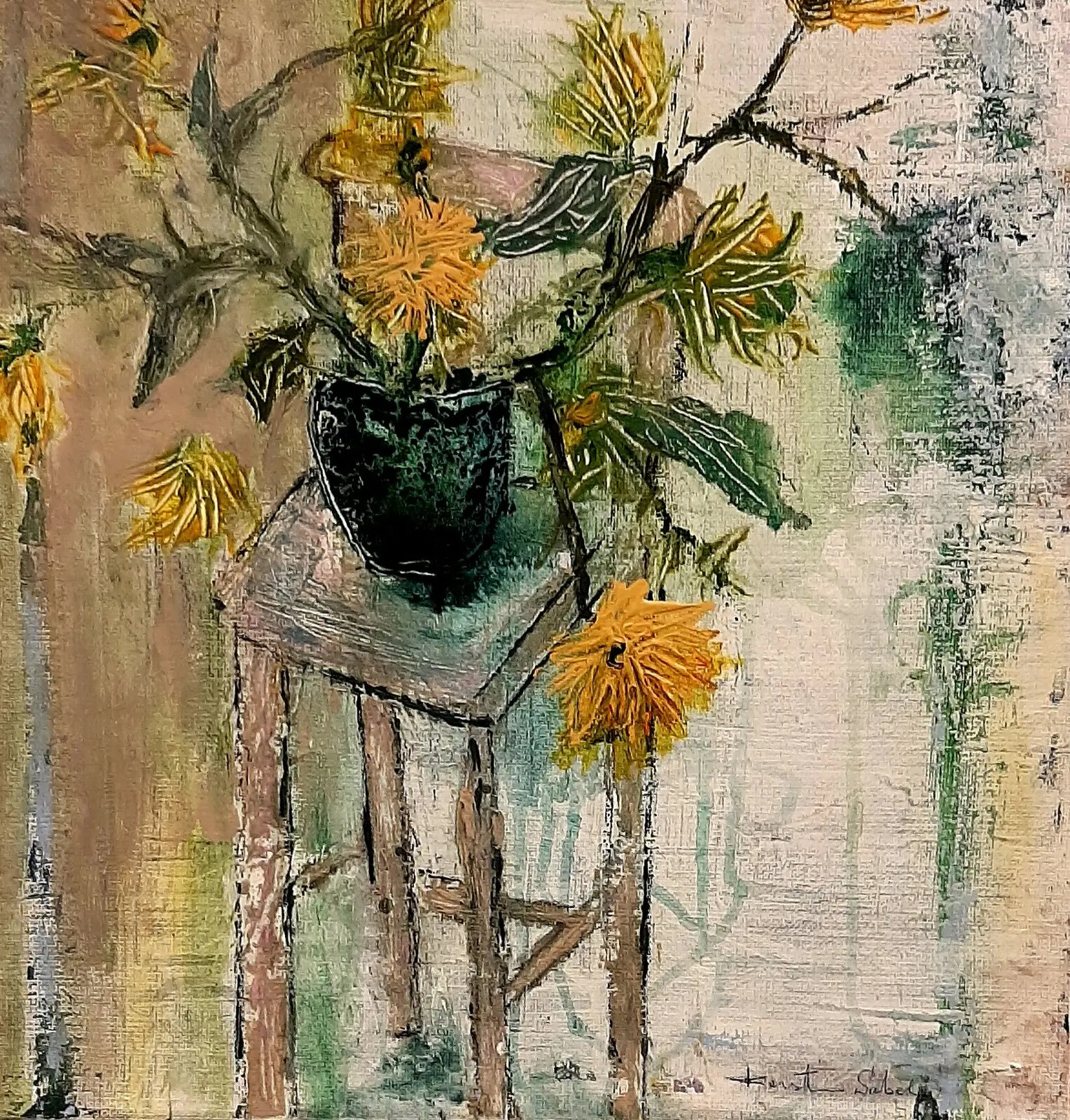 Akrylmålning Solrosor av Kerstin Sabel